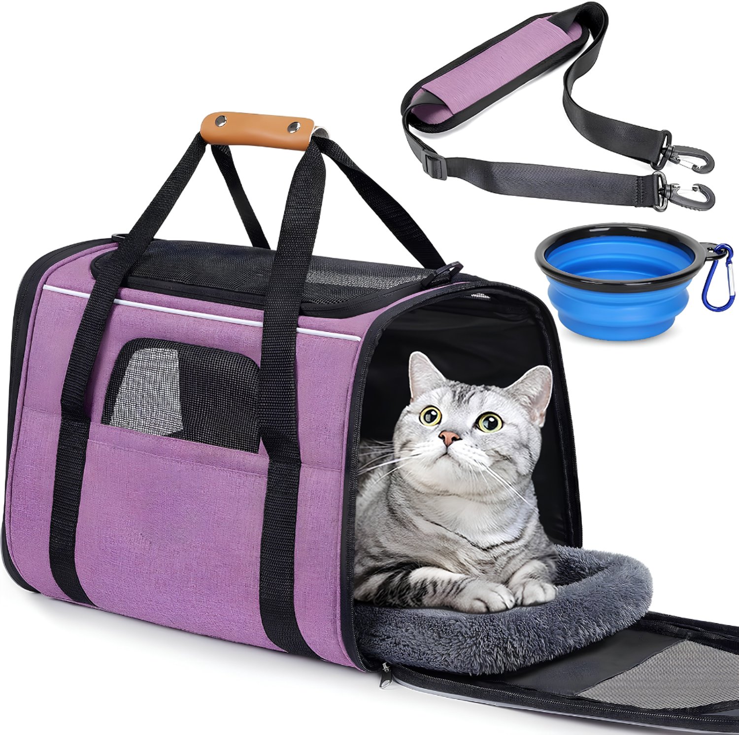 JCP® Reisbench - Reisbench Hond - Reistas voor Kat of Hond - Paars - 44cm x 31cm x 34cm