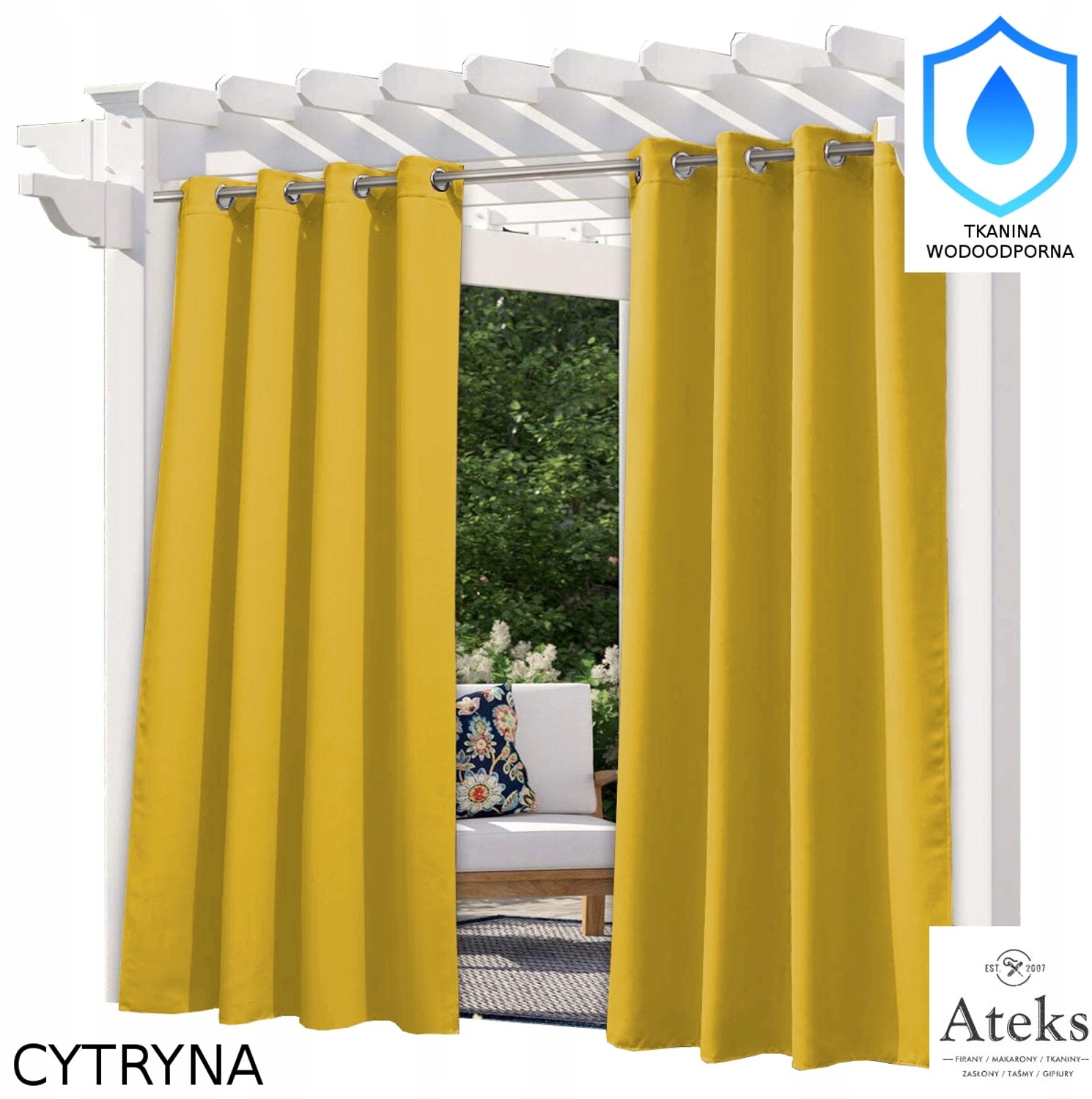 Waterdicht Tuindoek Gordijn voor Pergola/Luxe Tent - 155x250cm - Citroengeel