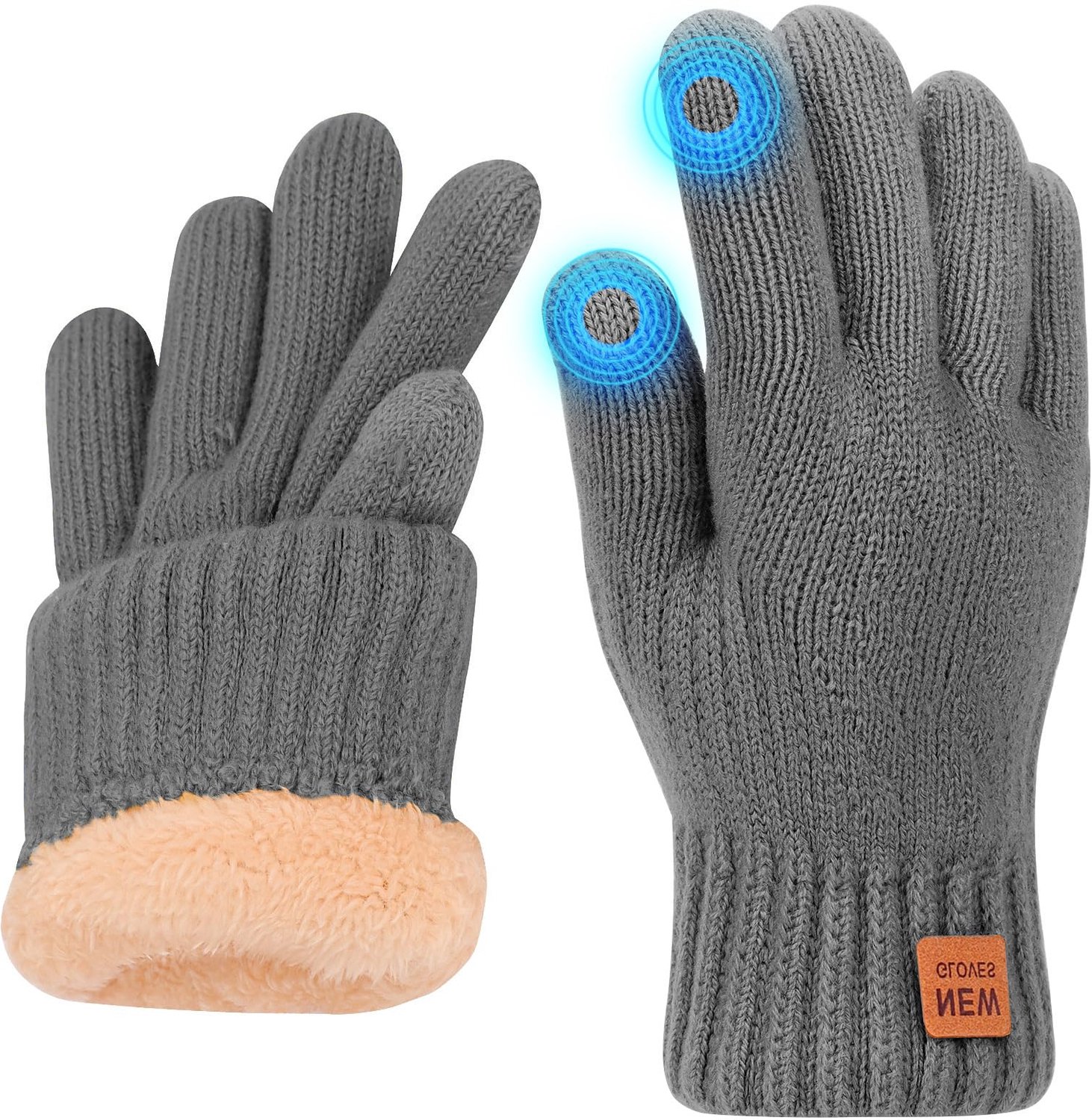Winter Handschoenen voor Vrouwen Mannen Dames Thermische Touch Screen Handschoen met Fleece Voering Zachte Warme Knit - ShopVlot