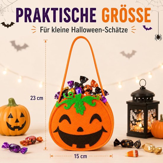 3 stuks Halloween verzameltassen, Halloween draagtassen, trick or treat bag, mand kinderen voor snoep, pompoen emmertas, manden voor feestdecoratie, koekjes, chocolade, kleurrijk — afbeelding 3