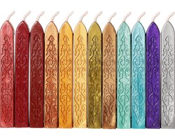 12 stuks zegellak sticks met lonten antiek vuur Manuscript zegelwas voor wax zegelstempel (12 kleuren)