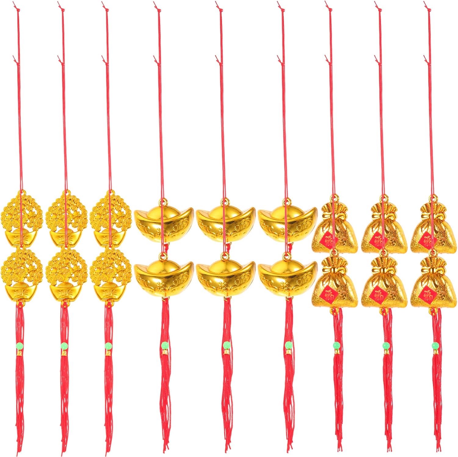 Happyyami 18stuks Delige Chinese Stijl Bonsai Hangdecoraties Lente Festival Unieke Tassel Pendants Voor Thuis Kantoor Auto Interieur Versiering
