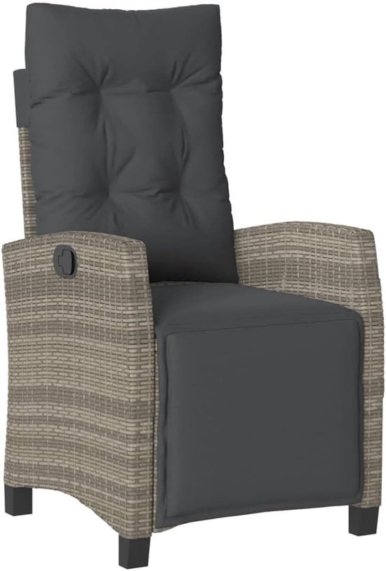 Poly rattan grijs met verstelbare rugleuning voor tuin of balkon Bistroset — afbeelding 4