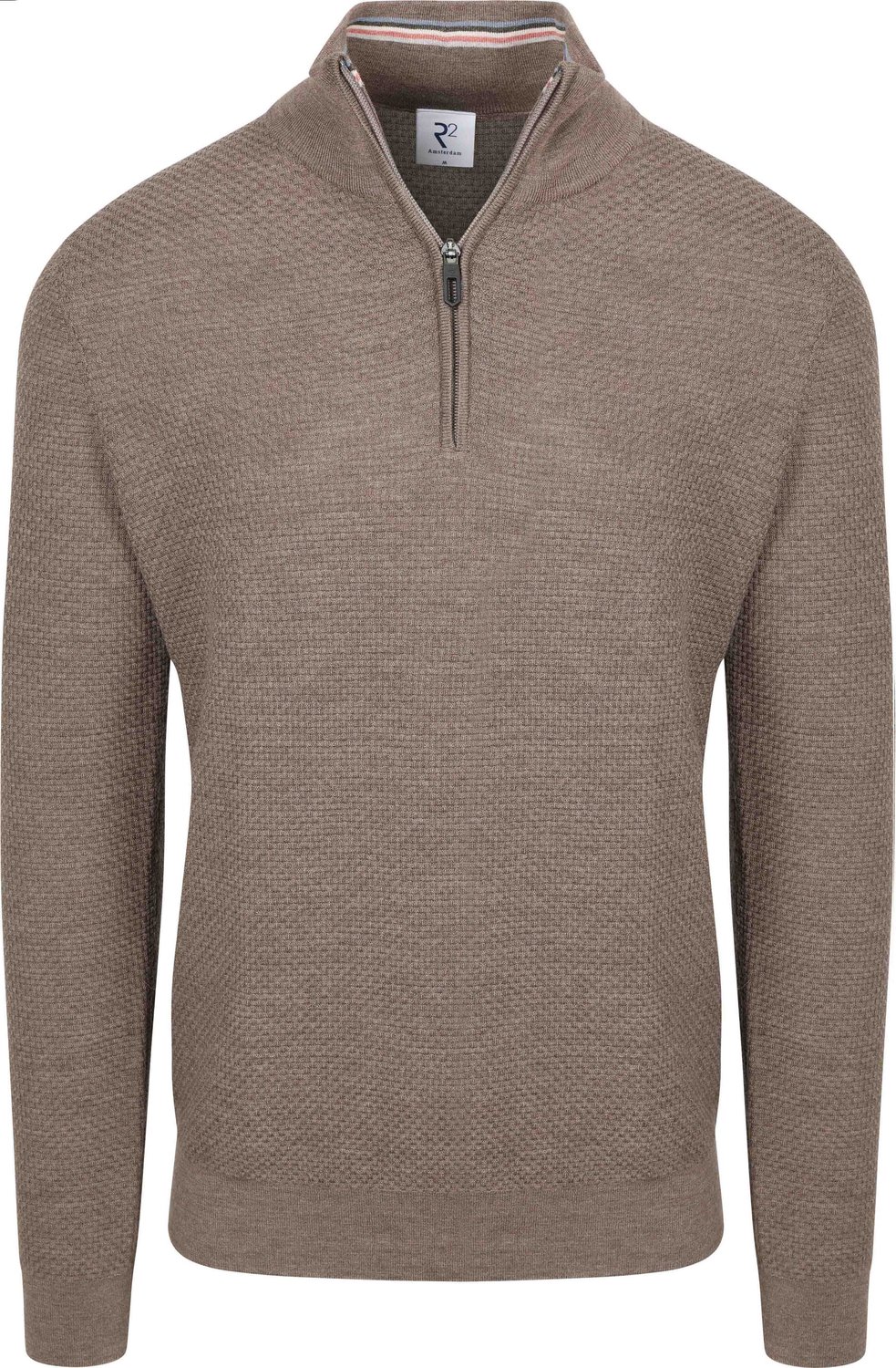 R2 Pullover Half Zip Structured Taupe - Maat S - Heren - Quarter zip