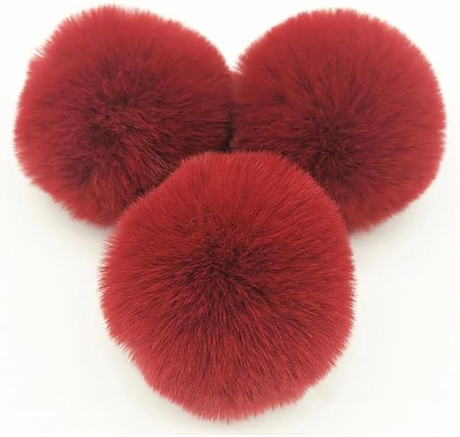 Kunstbont Pompon 8 cm Zachte pompons voor knutselen Groot Pom Pom ballen Bont bommel Kunstbont-pom-poms DIY Pom Pom ballen Konijnenbont Bommel voor mutsen Beanies Tas Bourgondië rood 10