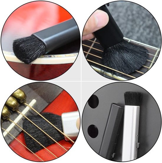 2 Stuks Opvouwbare Gitaar Wolborstels Verwijderen van Vuil Universele Schoonmaakgereedschappen voor Piano Ukulele Meer Zwart — afbeelding 2