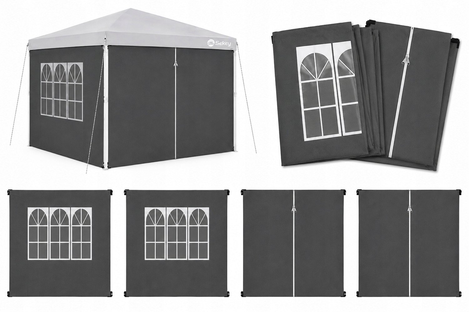 Zijwanden voor Partytent 3x3m - 4 stuks - Antraciet