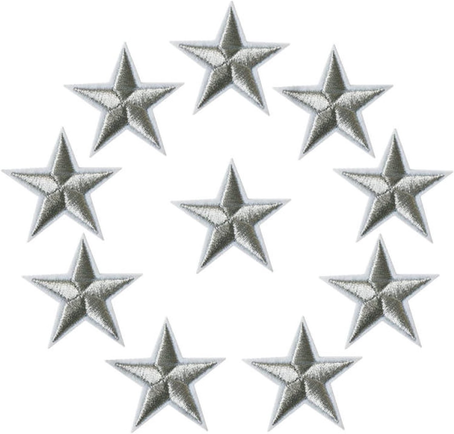 Opstrijkpatch 1 0 stks Sterren geborduurde patches naaien ijzer op badges goud zilver rood zwart blauw roze for kleding Diy Appliques Craft-decoratie Strijkapplicaties (Size : Silver)