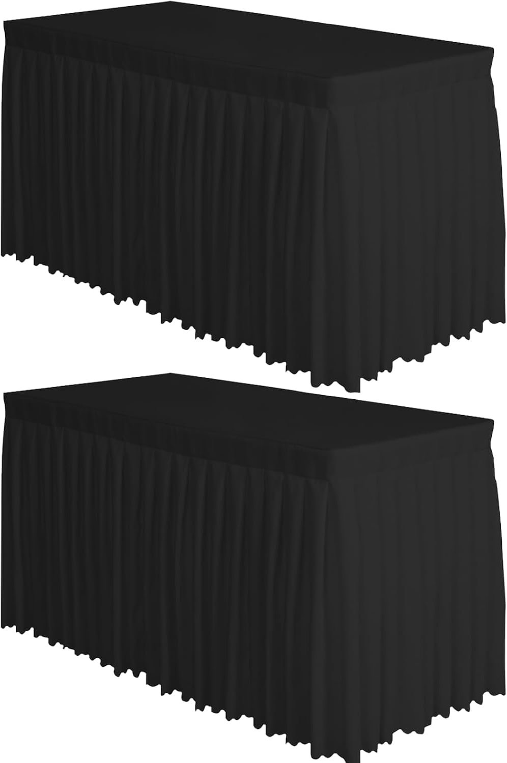 Surmente Tafelkleed 14ft polyester tafelrok voor bruiloften, banketten of restaurants (zwart, 2 stuks) … …