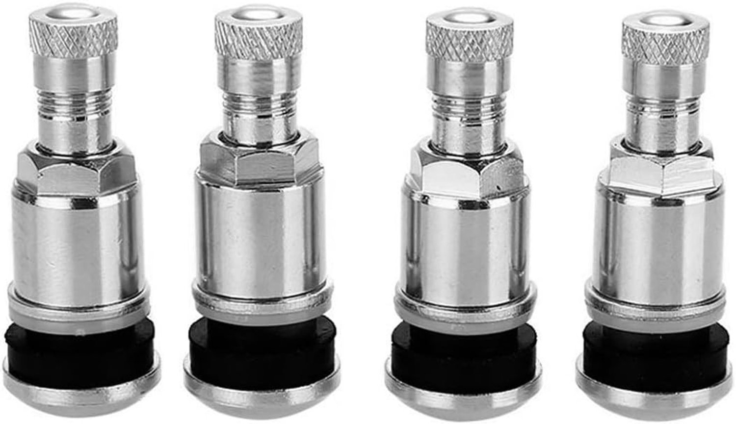 Set van 4 Universele Velgventielen van Zilver Metaal voor Lichtmetalen Wielen, 11 mm Auto Ventiel voor Banden