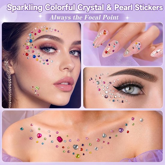 3432 stuks glitterstenen, zelfklevend, strass-steentjes en parels — afbeelding 4