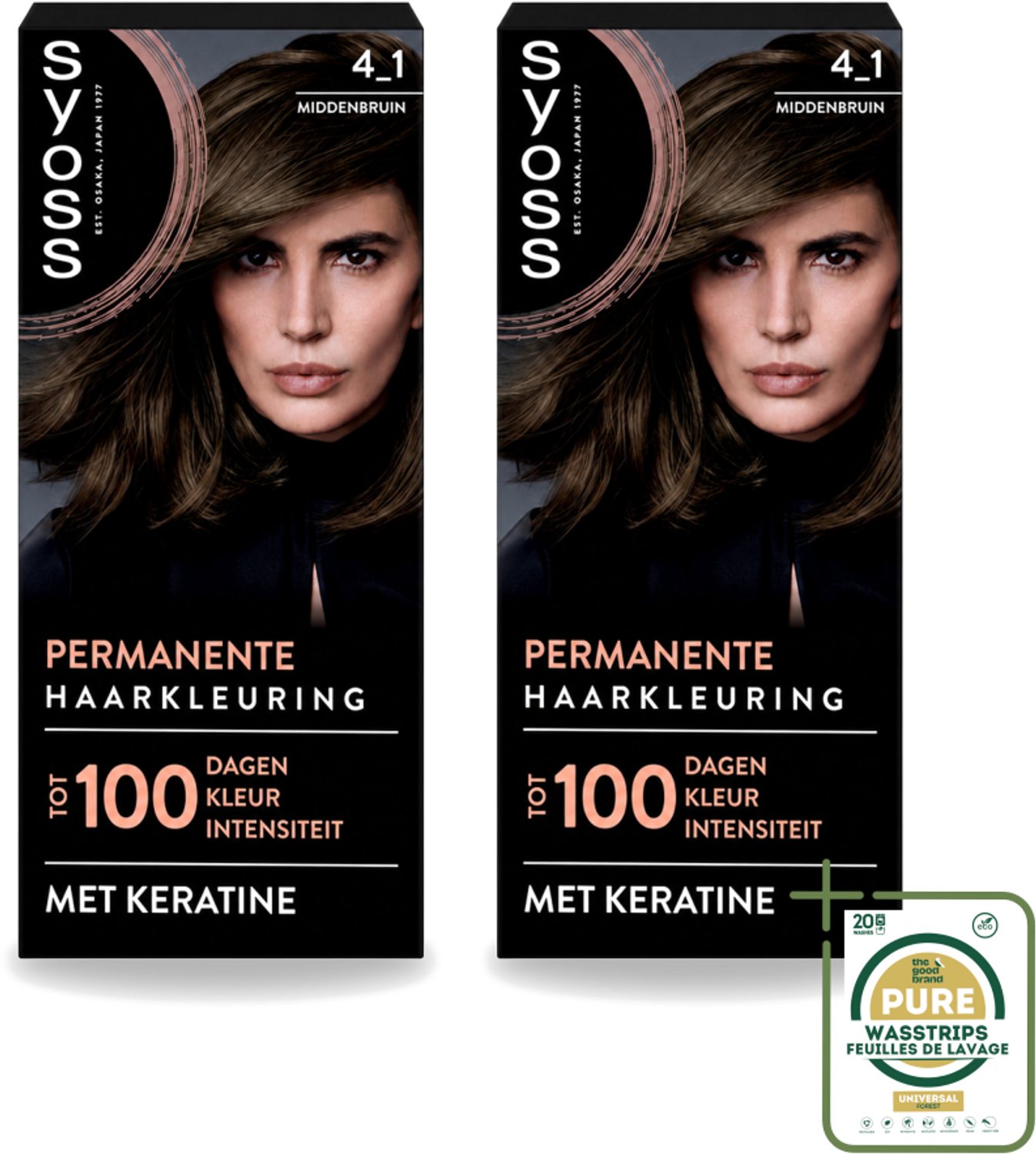 2 x SYOSS - Coloration 4-1 Middenbruin - Haarverf - Grijsdekking - Vermindert Haarbreuk - Wasstrips - Haarverf - Permanent Haarkleuren - Grijsdekking - Haarverf 4-1 - Haarverf Middenbruin