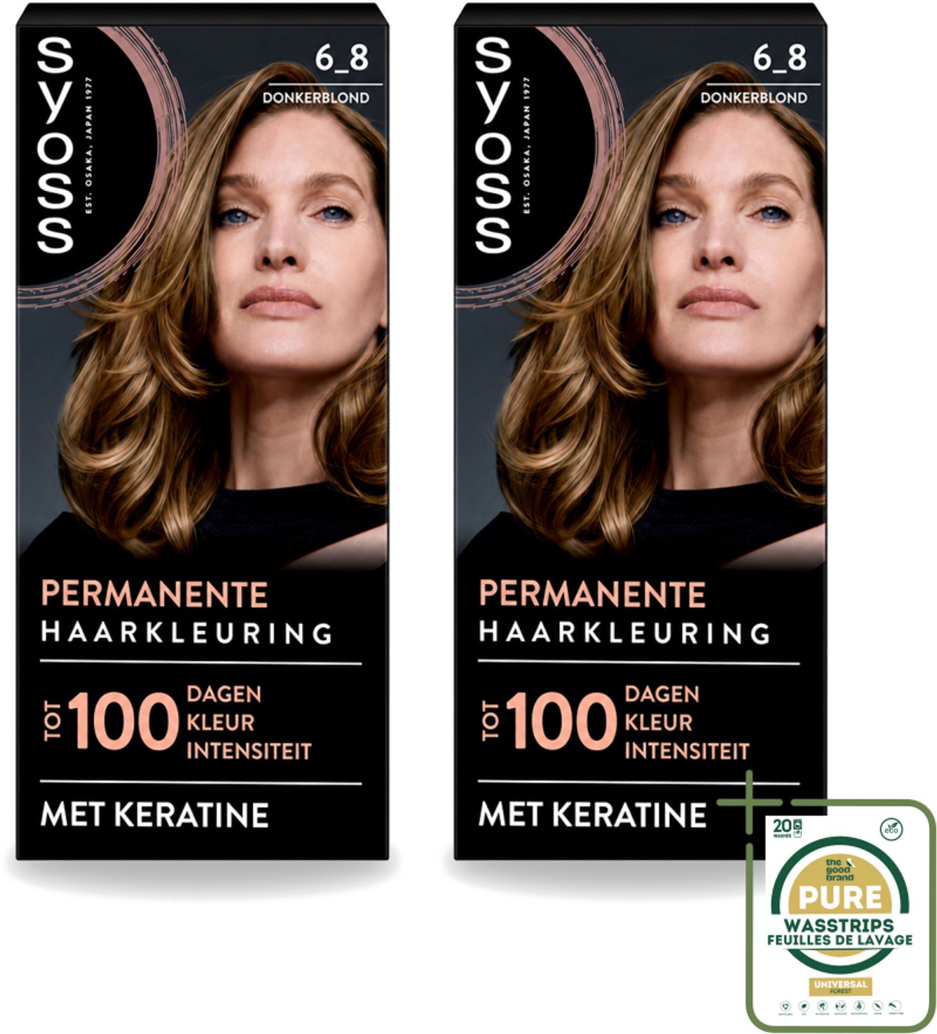2 x SYOSS - Permanent Coloration 6-8 - Haarverf - Permanente Haarkleuring - Donkerblond - Grijsdekking - Wasstrips - Haarkleuring - Permanent Haarkleuring - Donkerblond - Grijsdekking - Haarverf