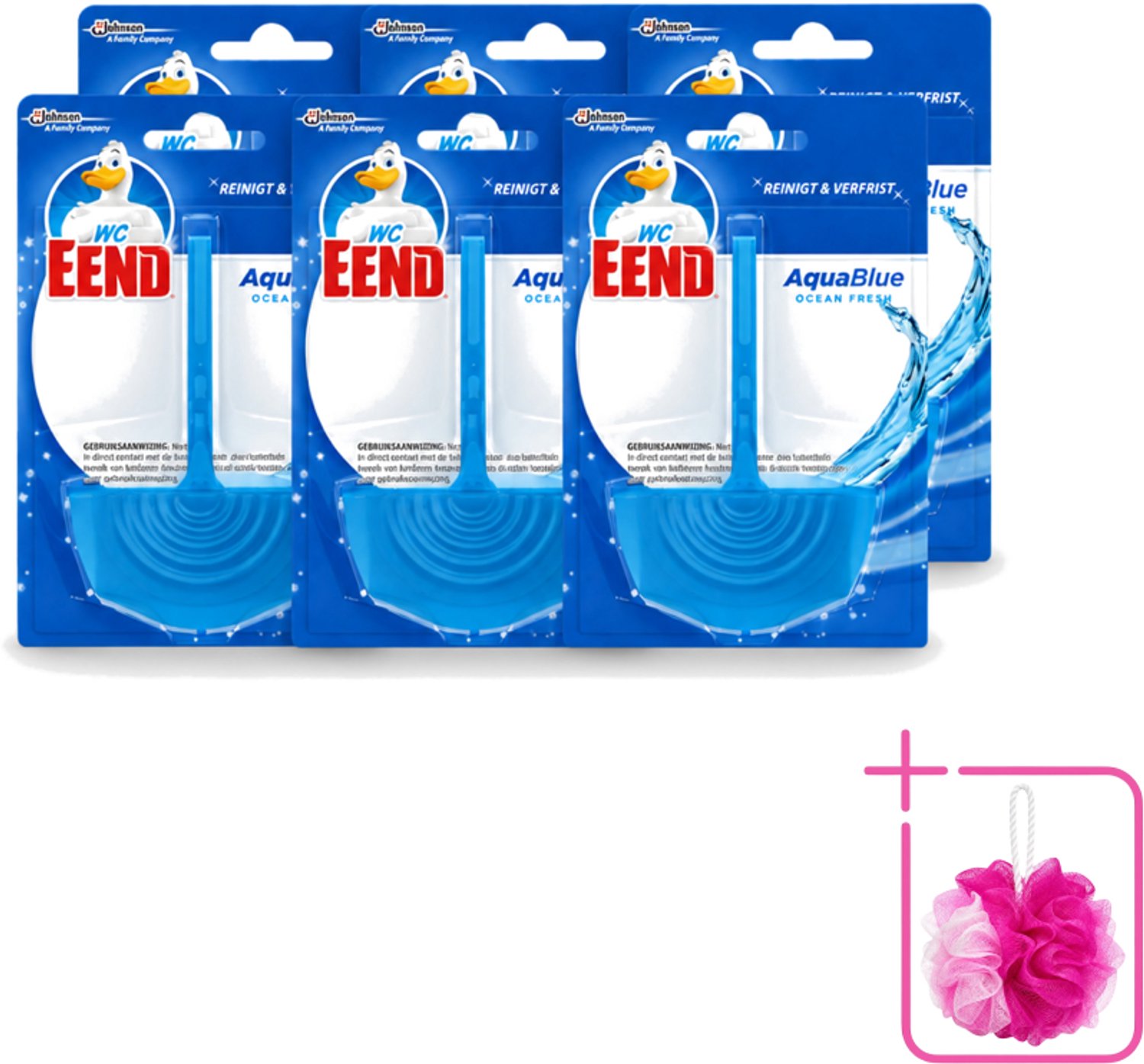 6 x WC Eend - Aqua Blue - Toiletblok - Kleurt Water Blauw & Verfrist - 40 gr - Bulkverpakking - WC Eend Aqua Blue Toiletblok - Douchemop - Blauw spoelwater