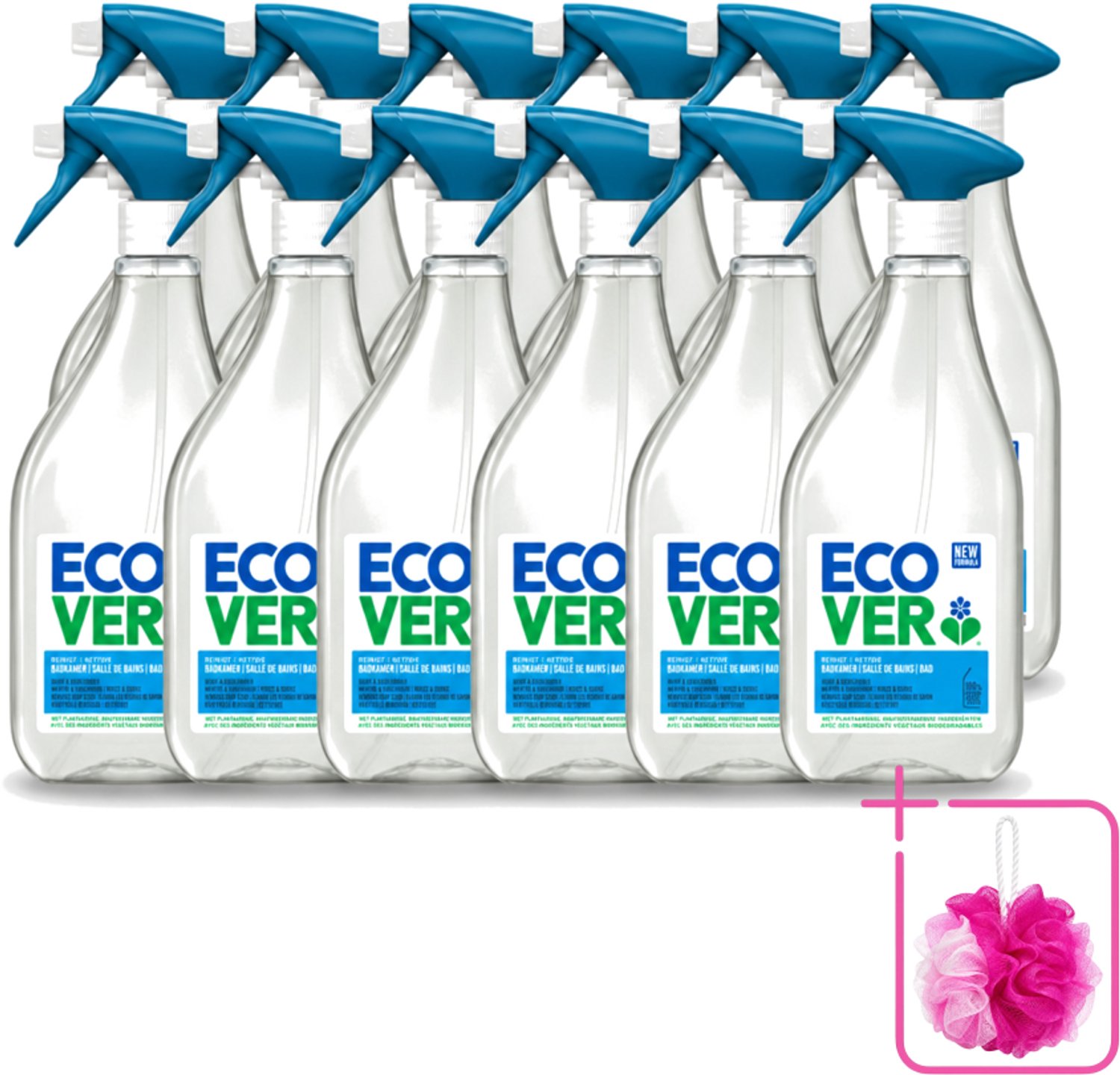 12 x Ecover - Badkamerreiniger - Munt & Komkommer - 500 ml - Bulkverpakking - Badkamerreiniger - Douchemop - Kalkverwijdering