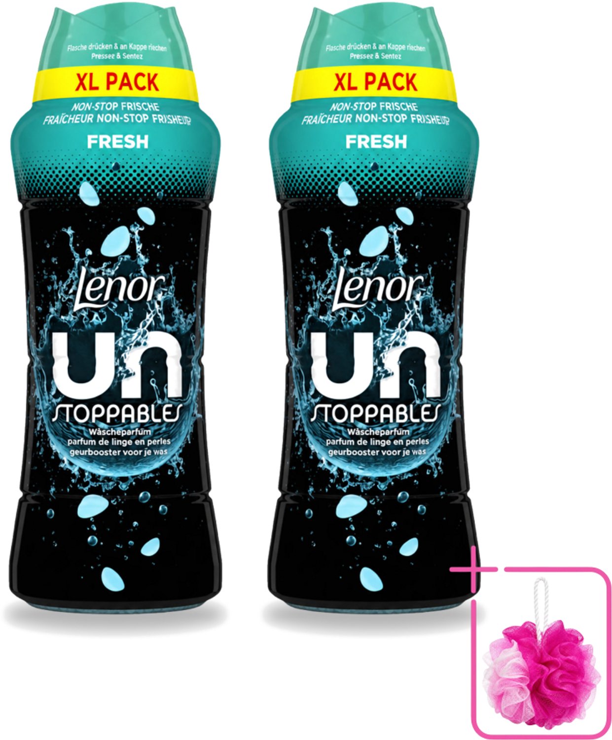 2 x Lenor Unstoppables - Geurbooster - Fris - Non-Stop Frisheid - Grootverpakking - Bulkverpakking - Geurbooster - Douchemop - Frisheid