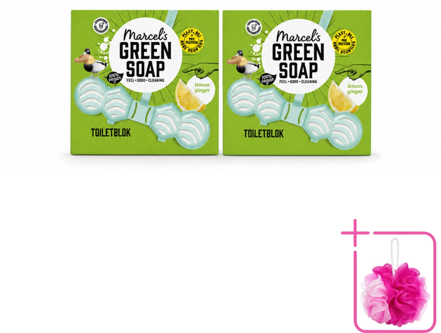 2 x Marcel's Green Soap - Toiletblok - Citroen & Gember - Langdurige werking - 1 Toiletblok - Bulkverpakking - Toiletblok citroen en gember - Douchemop - Natuurlijke toiletgeur