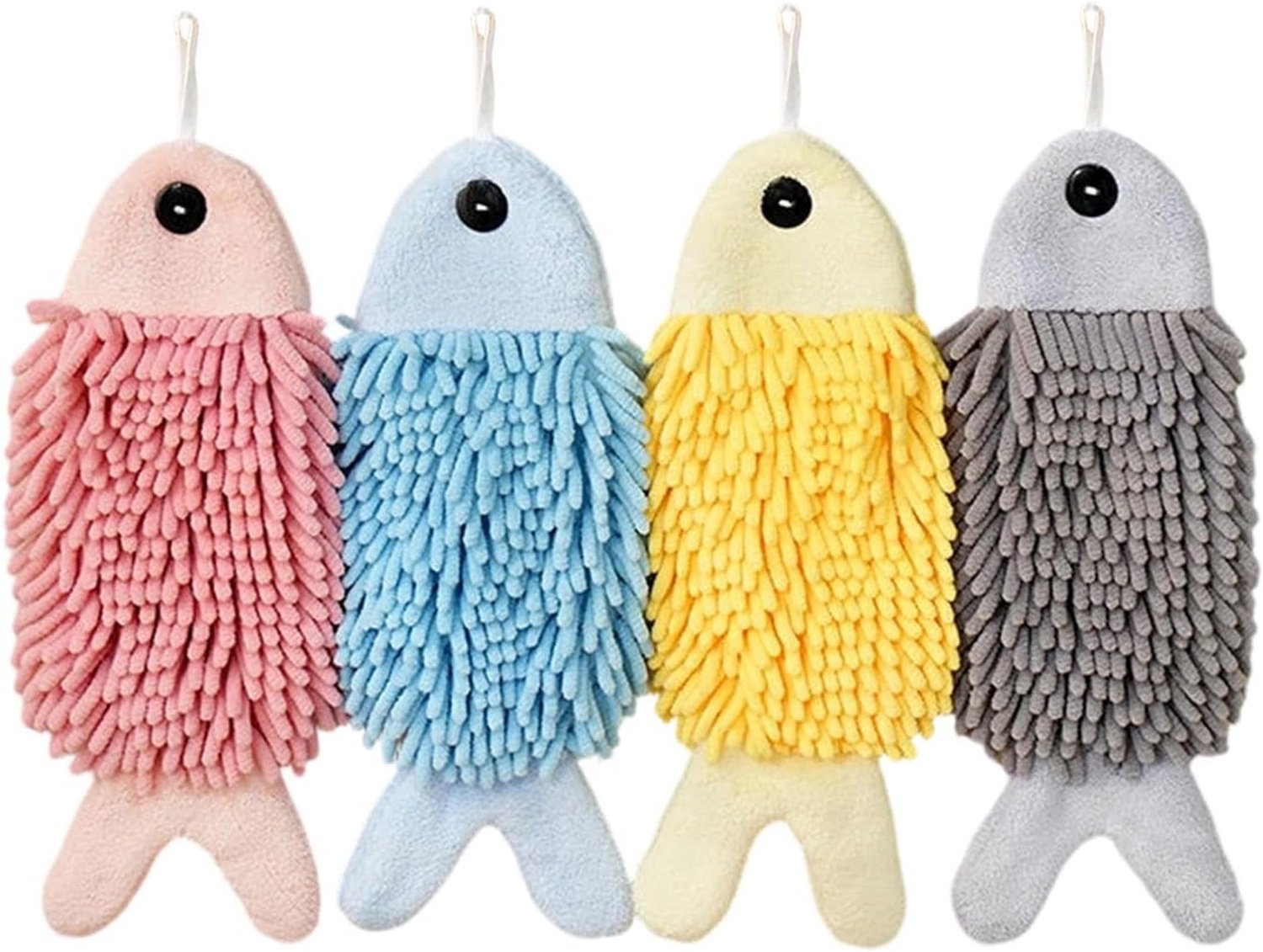 Hangende handdoeken in dierenvorm, 4-delige meerkleurige set, , pluizige microvezel, decoratieve handdoeken voor het toilet, privéwoningen, hoteltoiletten, doucheruimtes, familiezwekerijen