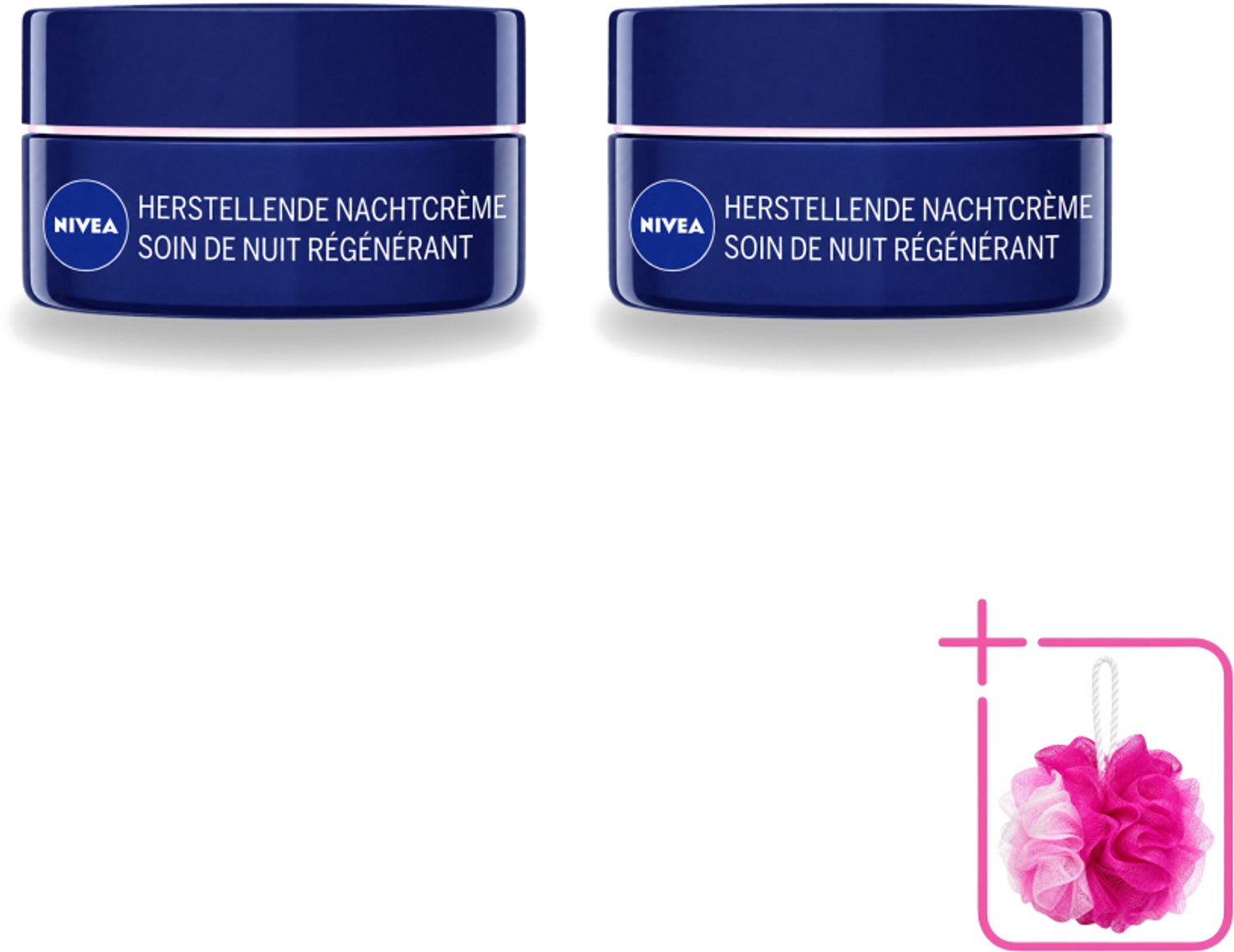 2 x NIVEA - Nachtcrème - Essentials +24U Voedend - Voor gevoelige & droge huid - Met Sheaboter & Amandelolie - 50 ml - Bulkverpakking - Nachtcrème - Douchemop - Voedende crème