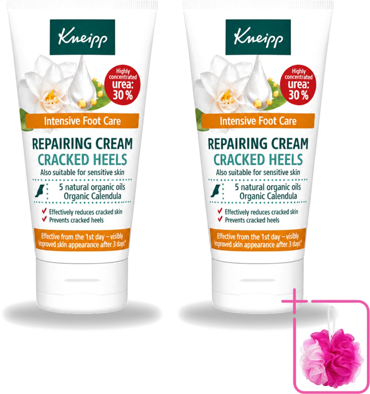 2 x Kneipp - Hielklovencrème - 30 % ureum - Geschikt voor diabetici - 50 ml - Bulkverpakking - Kneipp Hielklovencrème - Douchemop - 30% ureum