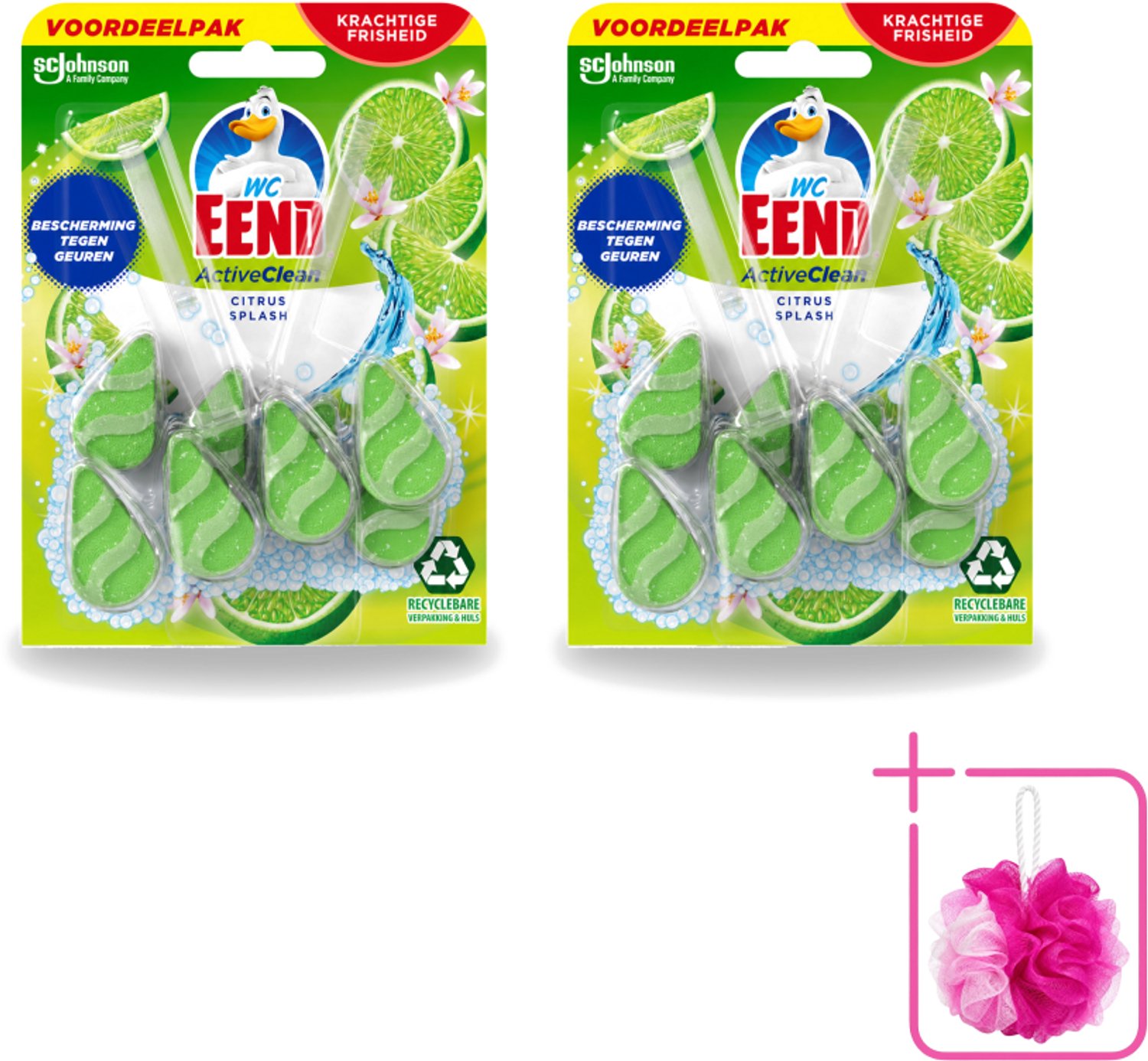 2 x WC Eend - Active Clean Citrus - Toiletblok Duopack - Krachtige Citrusgeur - 2 Toiletblokken - Bulkverpakking - Toiletblok - Douchemop - Reiniging toilet