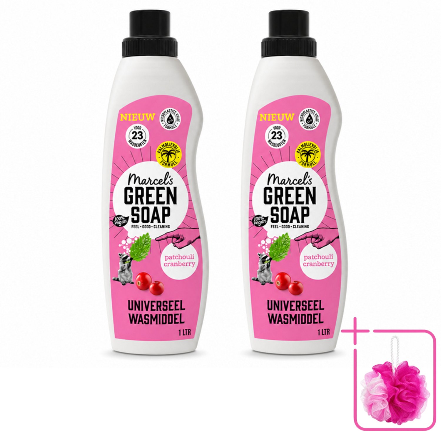 2 x Marcel's Green Soap - Vloeibaar Wasmiddel - Patchouli & Cranberry - Effectief & natuurlijk - 23 Wasbeurten - 1 liter - Bulkverpakking - Wasmiddel - Douchemop - Natuurlijke zeep