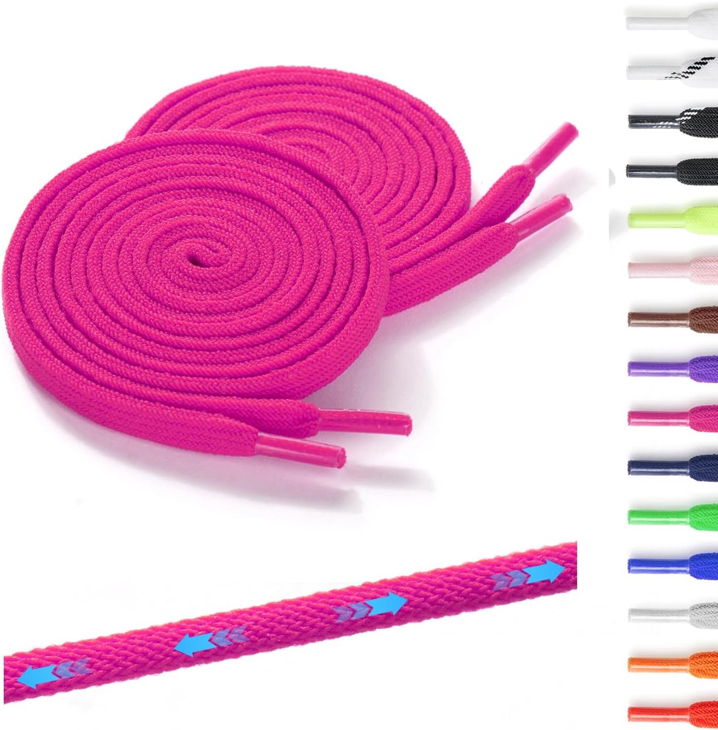 2 paar elastische schoenveters, plat - elastische schoenveters zonder strik voor kinderen en volwassenen, 7 mm breed, rubberen schoenveter