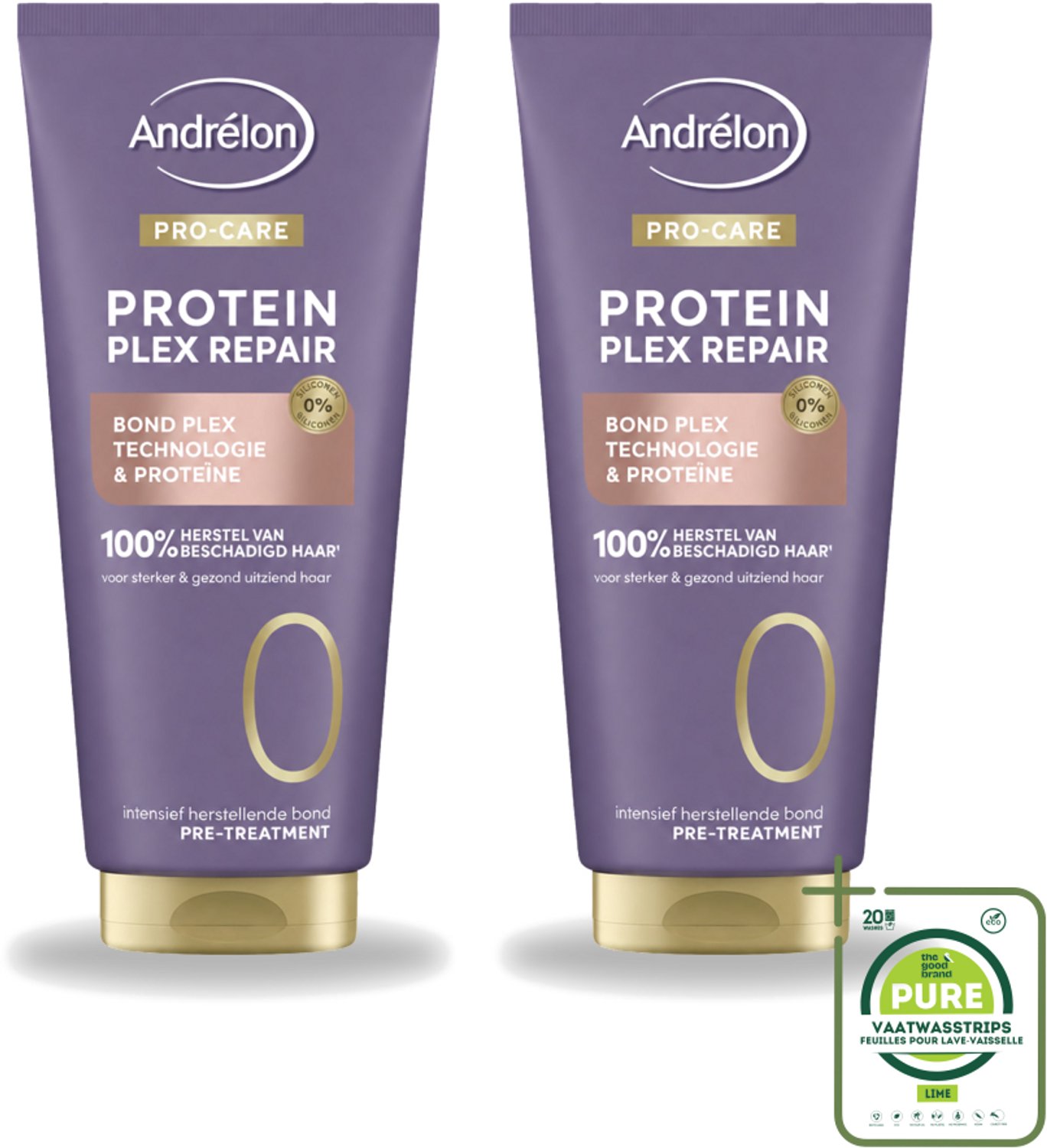 2 x Andrélon – Pre-Treatment – Pro Care Protein Plex Repair – 170 ml - Grootverpakking - Vaatwasstrips - Haarbescherming - Haarherstel - Pre-shampoo Behandeling - Proteïne - Bond Plex Technologie