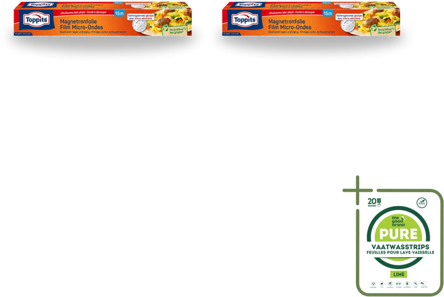 2 x Toppits – Magnetronfolie – 15 m - Grootverpakking - Vaatwasstrips - Microgolffolie - Vochtregulerende Gaatjes - Uitdroging Voorkomen - Condensvorming Verminderen - Zelfklevend