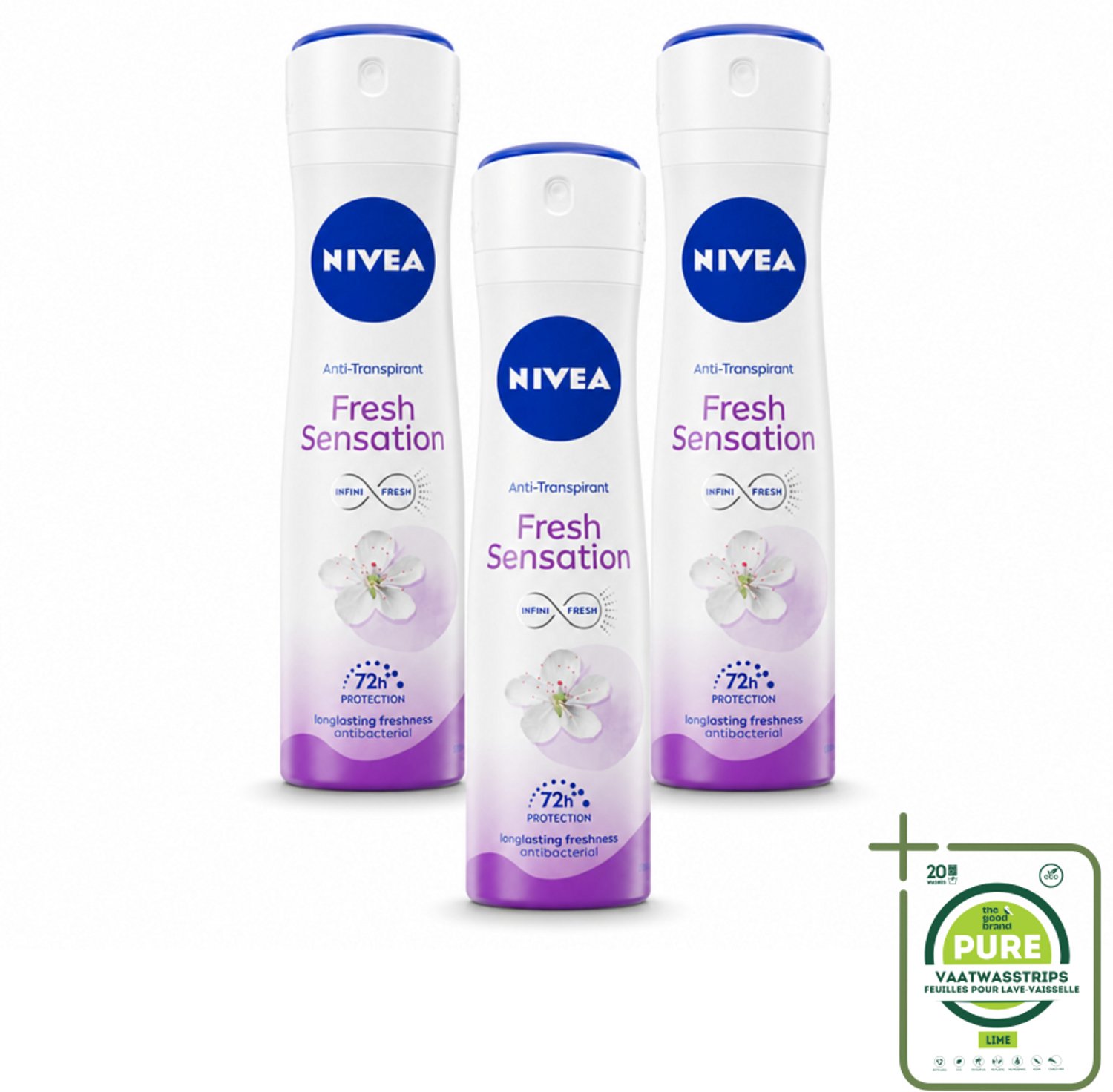 3 x NIVEA – Deodorant Spray – Fresh Sensation – 150 ml - Grootverpakking - 72 Uur Bescherming - Zweetbescherming - Geurvermindering - INFINIFRESH - Frisse Geur