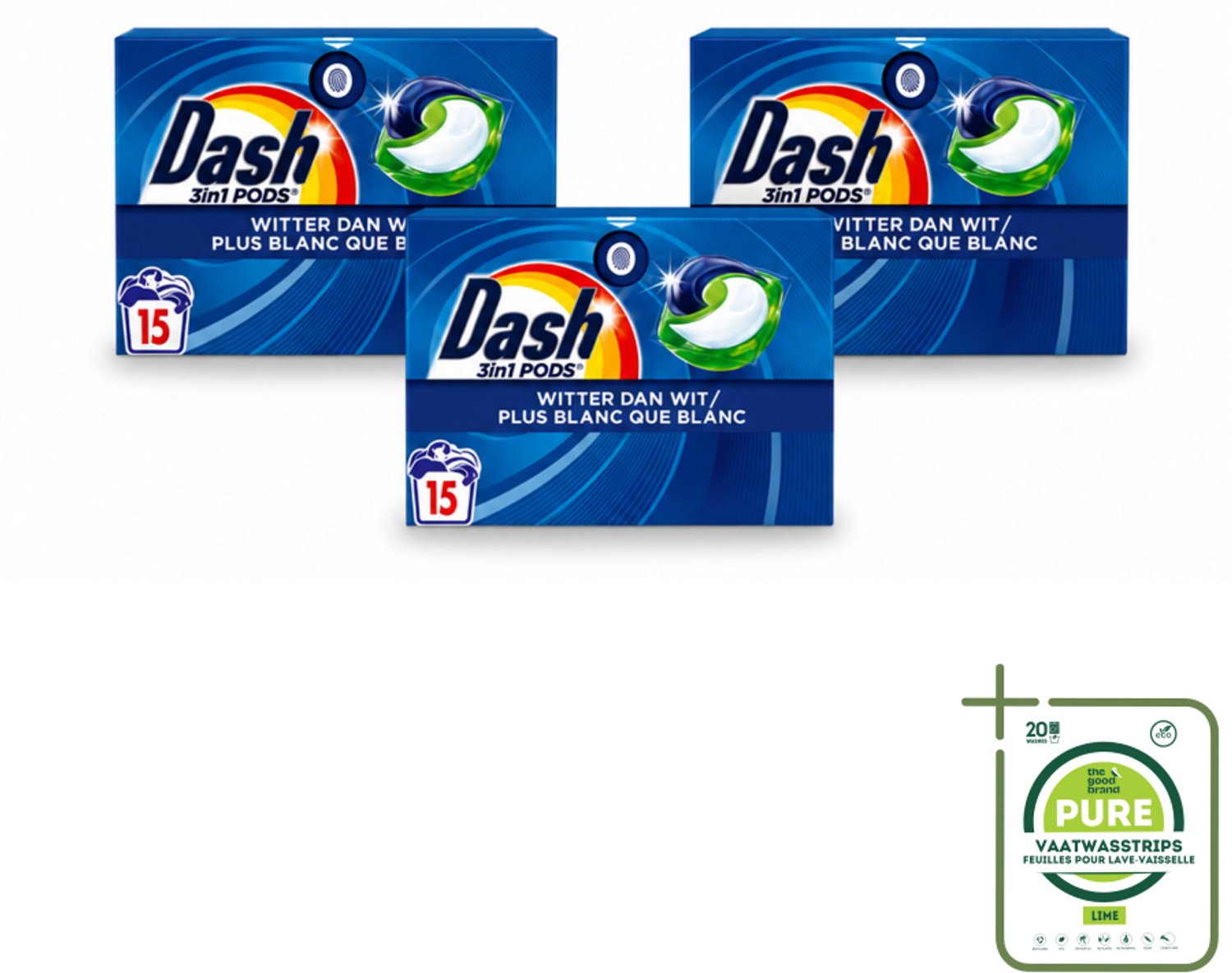 3 x Dash – Wasmiddelcapsules – 3in1 Pods Original – 15 capsules - Grootverpakking - Vaatwasstrips - Wasmiddel - Witte Was - Vlekken Verwijderen - Frisse Was - Koud Water Was