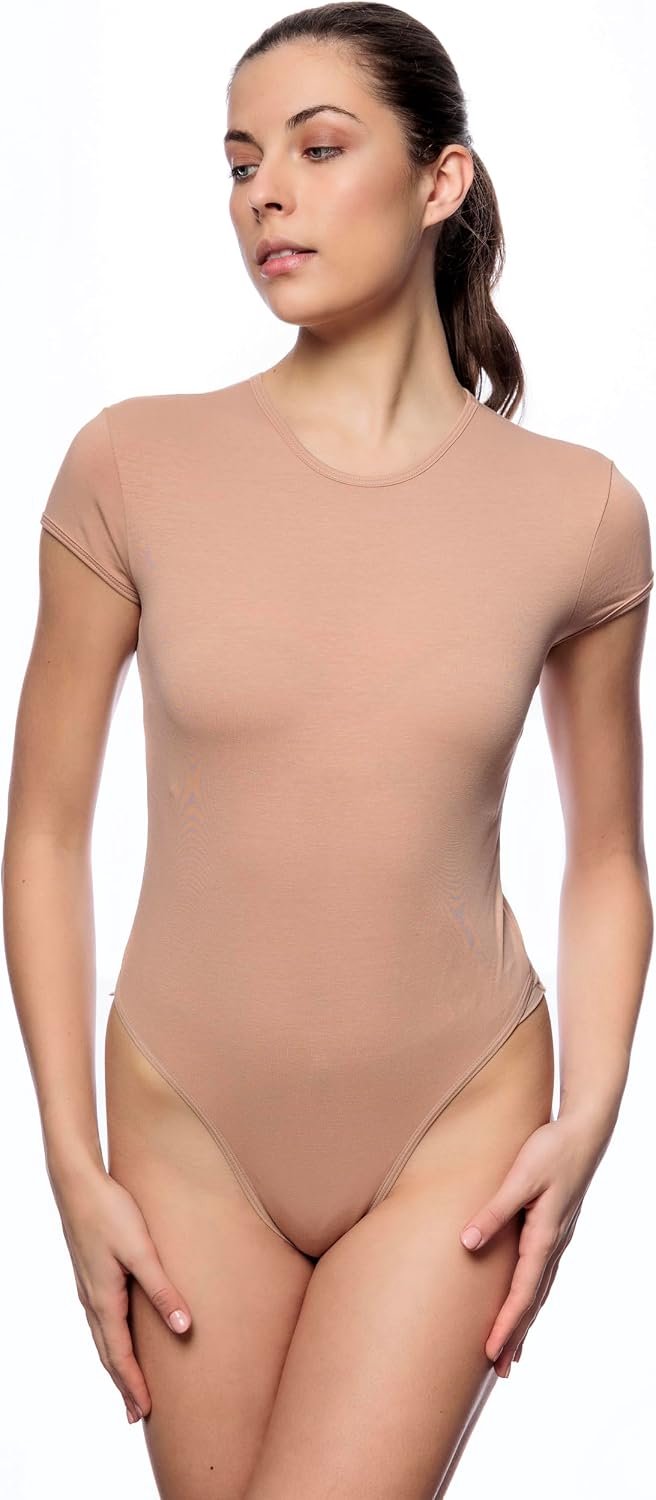 Evoni Bodysuit voor dames, korte mouwen, van katoen.