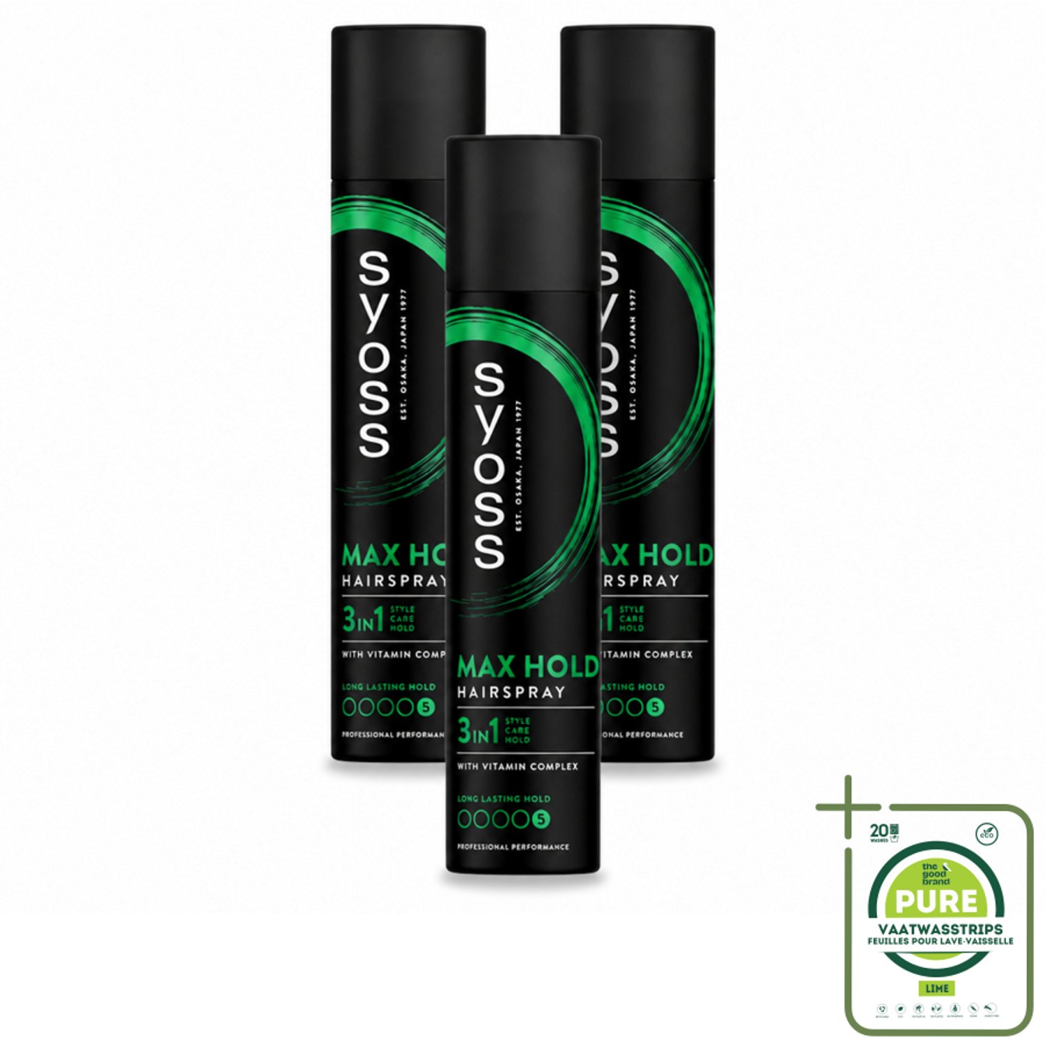 3 x Syoss - Max Hold - Haarspray - 300 ml - Grootverpakking - Vaatwasstrips - Haarspray - Fixatie - Haarkleur - Haarstructuur - Haarversterking