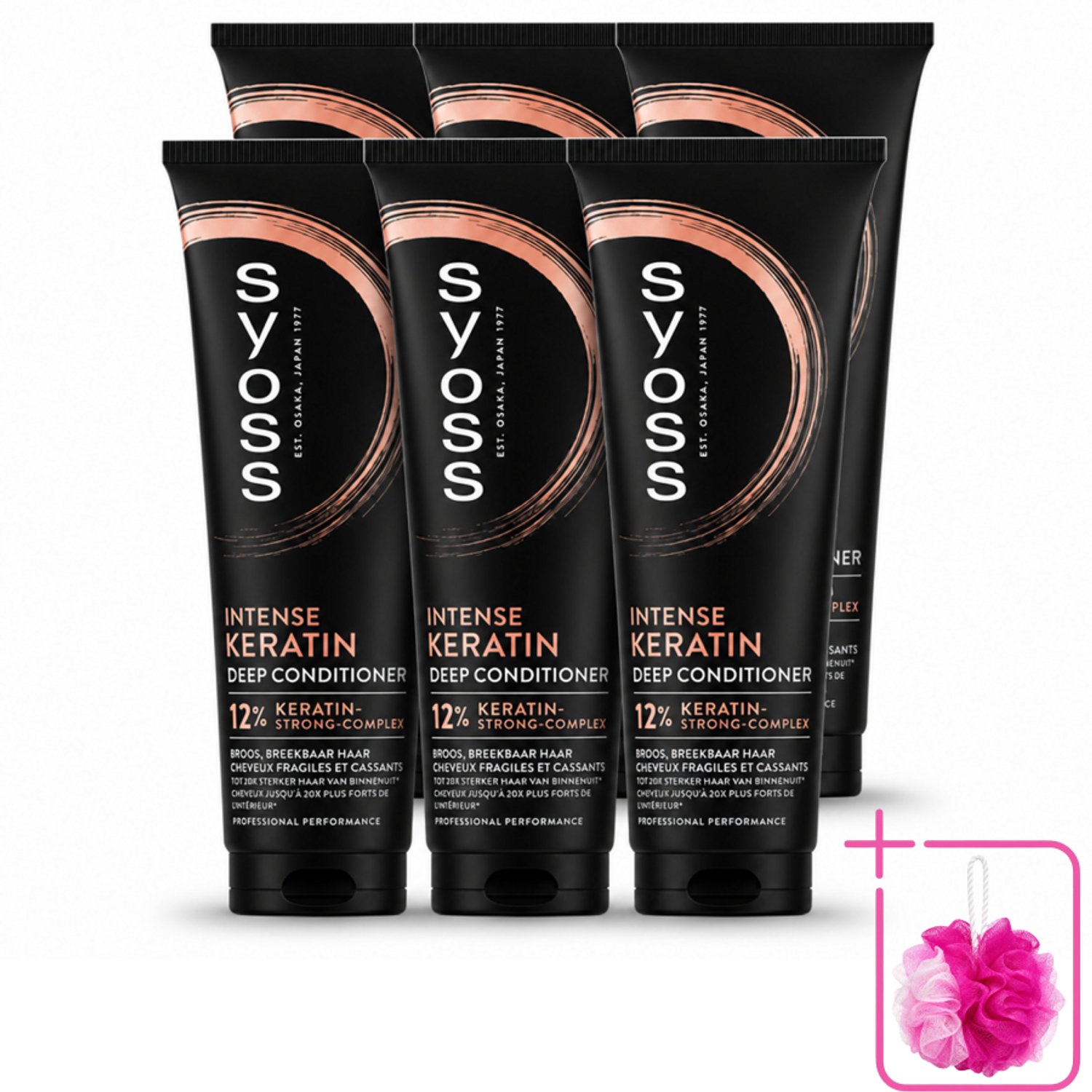 6 x Syoss - Keratin Conditioner - 250 ml - Bulkverpakking - Keratine conditioner - Douchemop - Krachtig haar
