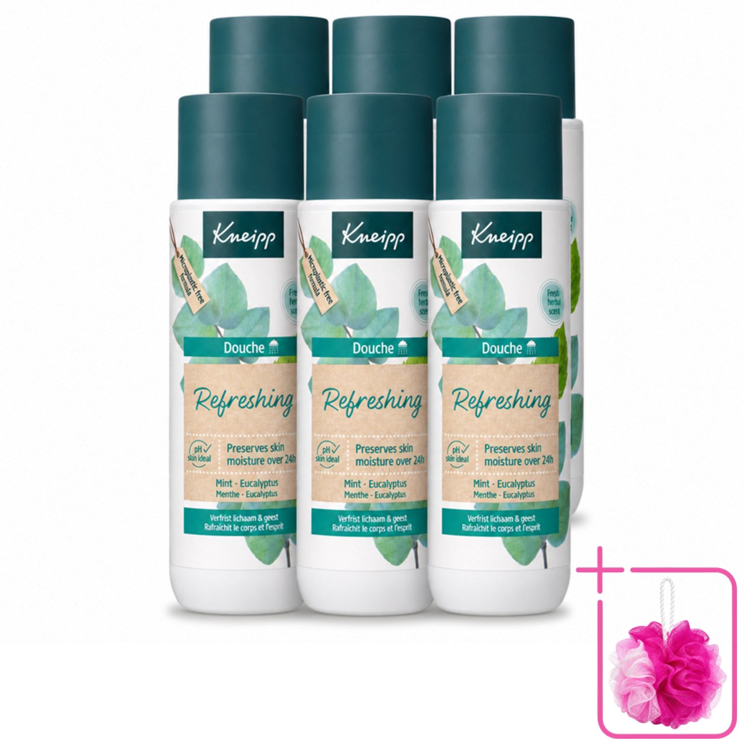 6 x Kneipp - Douchegel - Refreshing - Mint Eucalyptus - 200 ml - Bulkverpakking - Douchegel - Douchemop - Frisheid