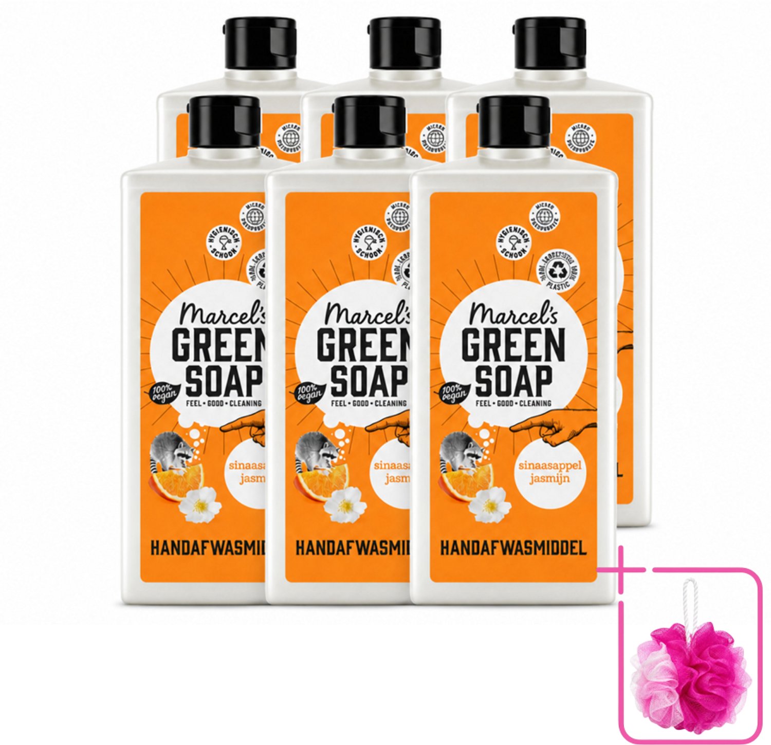 6 x Marcel's Green Soap - Afwasmiddel - Sinaasappel & Jasmijn - Voor dagelijks gebruik - 500 ml - Bulkverpakking - Afwasmiddel sinaasappel jasmijn - Douchemop - Natuurlijke afwas
