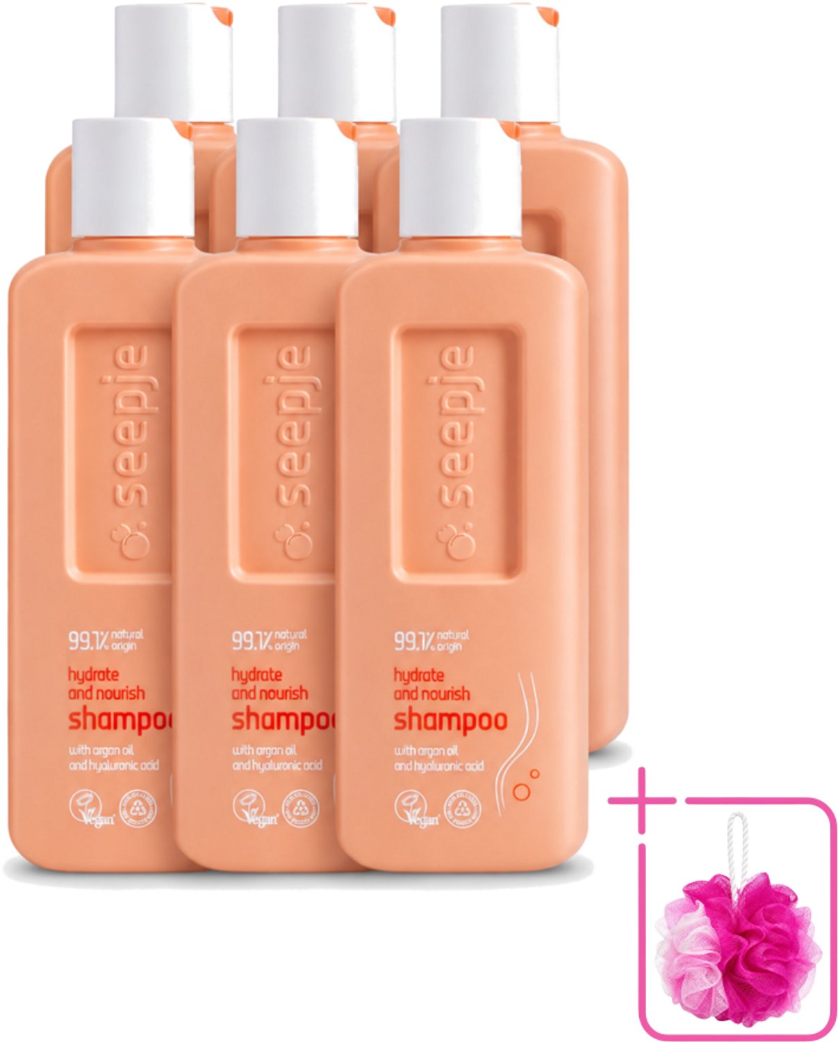 6 x Seepje - Hydrate & Nourish Shampoo - Intense Hydratatie voor Gezond Haar - 300 ml - Bulkverpakking - Hydratatie haar - Douchemop - Natuurlijke shampoo