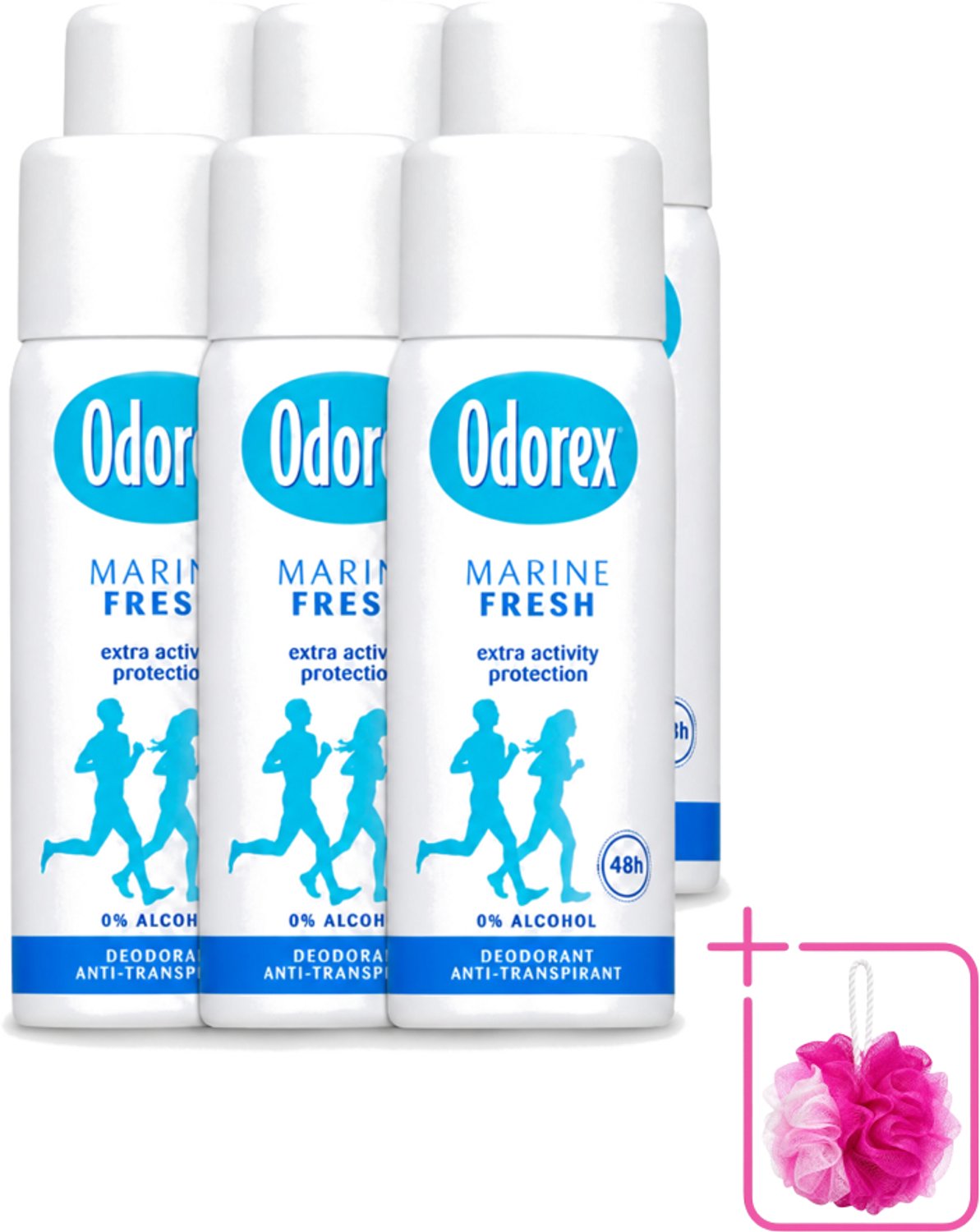 6 x Odorex - Deodorant Spray - Mini Marine Fresh - Fris & Compact - 50 ml - Bulkverpakking - Deodorant spray - Zweetvermindering