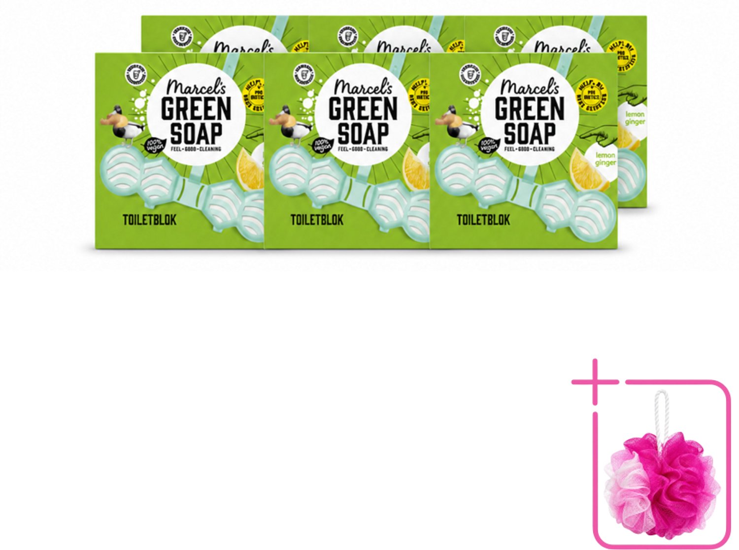 6 x Marcel's Green Soap - Toiletblok - Citroen & Gember - Langdurige werking - 1 Toiletblok - Bulkverpakking - Toiletblok citroen en gember - Douchemop - Natuurlijke toiletgeur