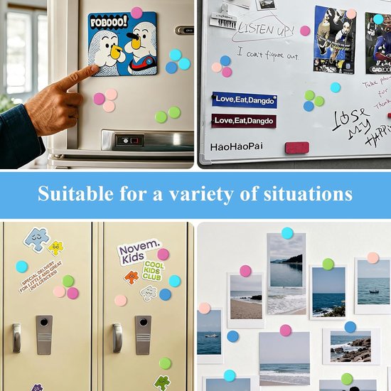 80 Stuks Koelkastmagneten, Kleine Sterke Magneten voor Koelkast, Whiteboard, Kluis, Kantoor, Klaslokaal & School, Decoratieve Ronde Schattige Mini Magneetjes voor Knutselen en Huis (5 Kleuren) — afbeelding 2