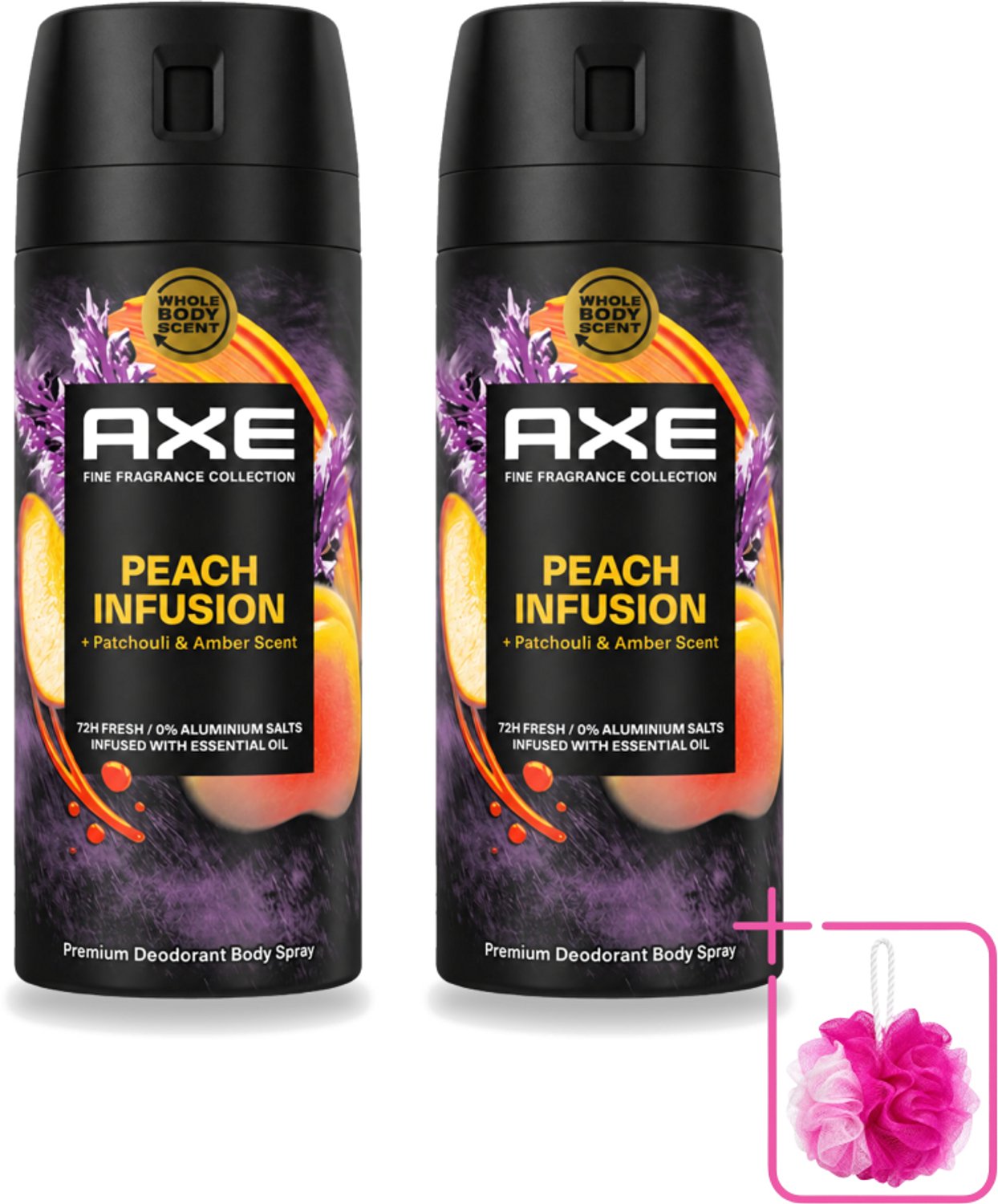 2 x Axe – Deodorant – Peach Infusion – 150 ml - Bulkverpakking - Axe deodorant - Douchemop - Bodyspray