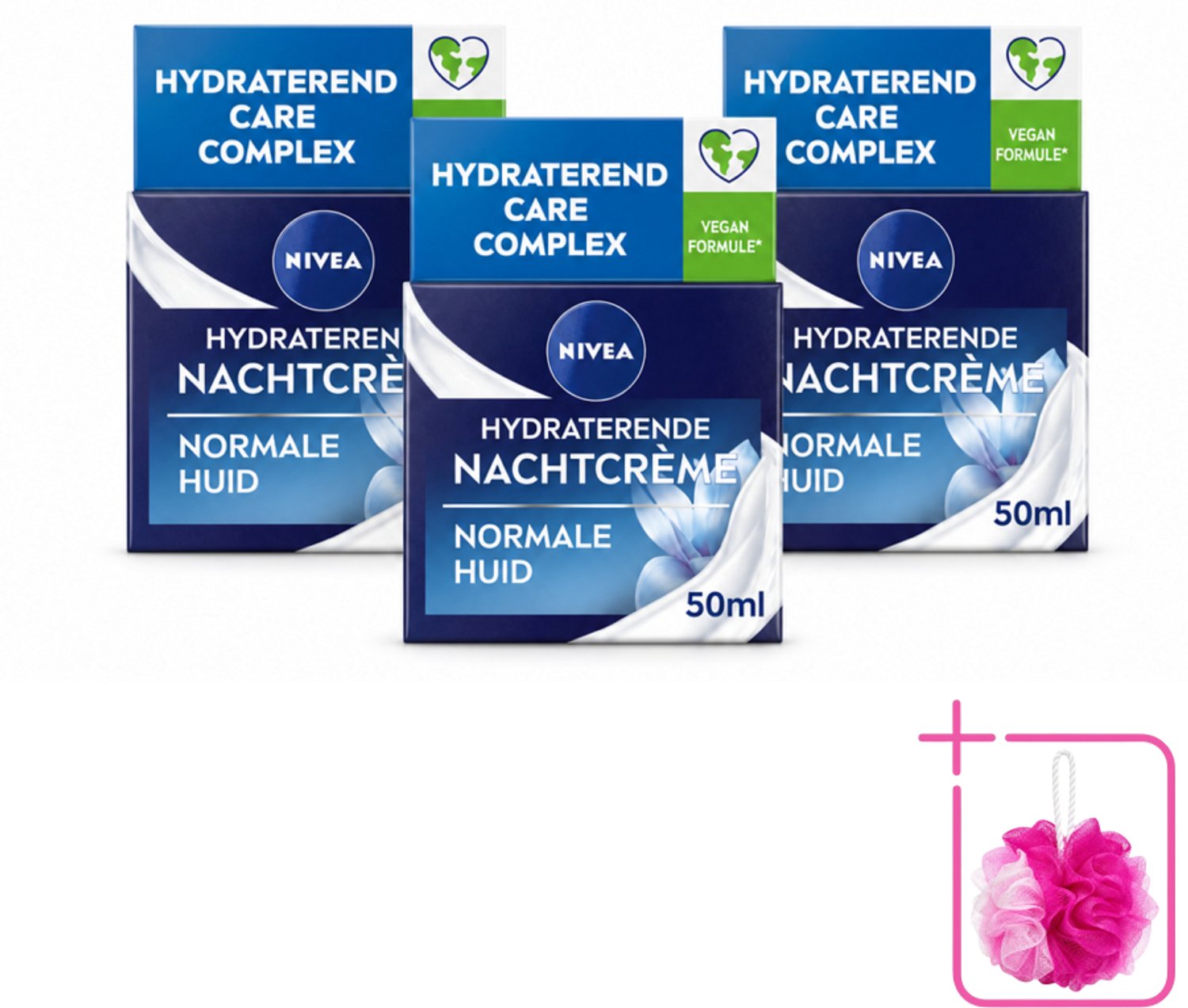 3 x NIVEA - Nachtcrème - Essentials Hydraterend - Voor normale tot gemengde huid - Met Lotusextract, Waterlelie-extract, Vitamine E & Provitamine B5 - 50 ml - Bulkverpakking - Hydraterende nachtcrème - Douchemop - Huidverzorging