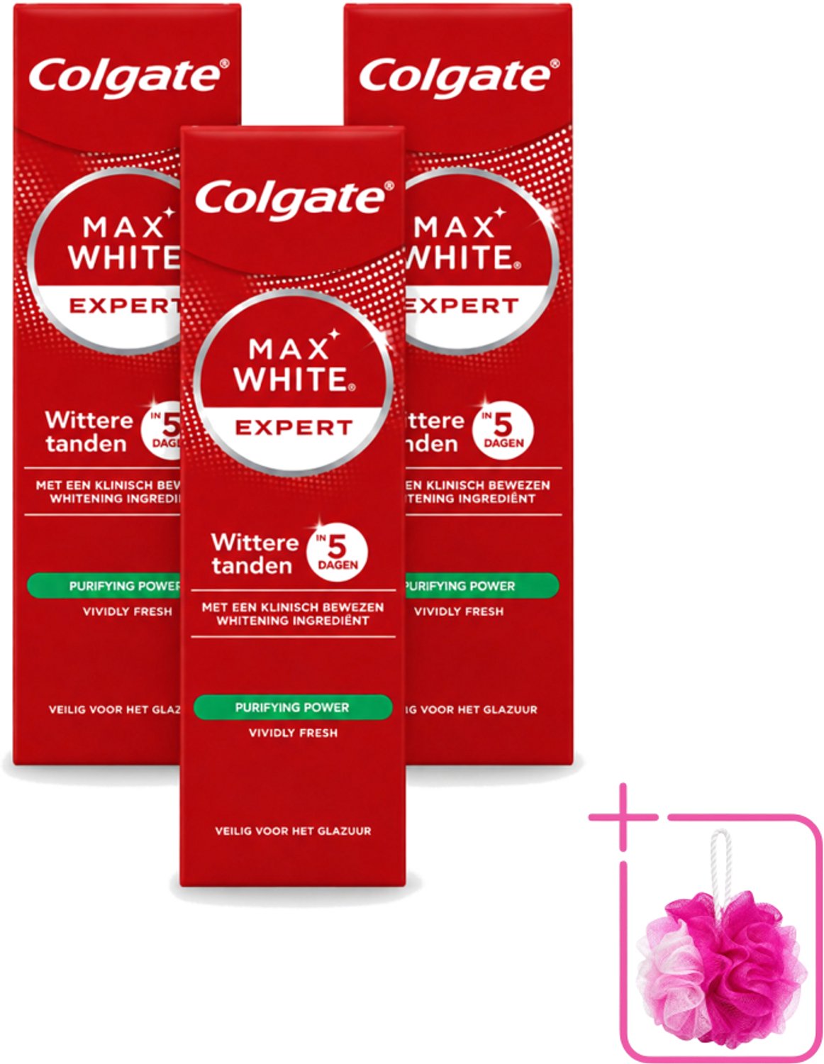 3 x Colgate – Max White Expert Purifying Power – Tandpasta – 75 ml - Bulkverpakking - Tandpasta - Douchemop - Witte tanden
