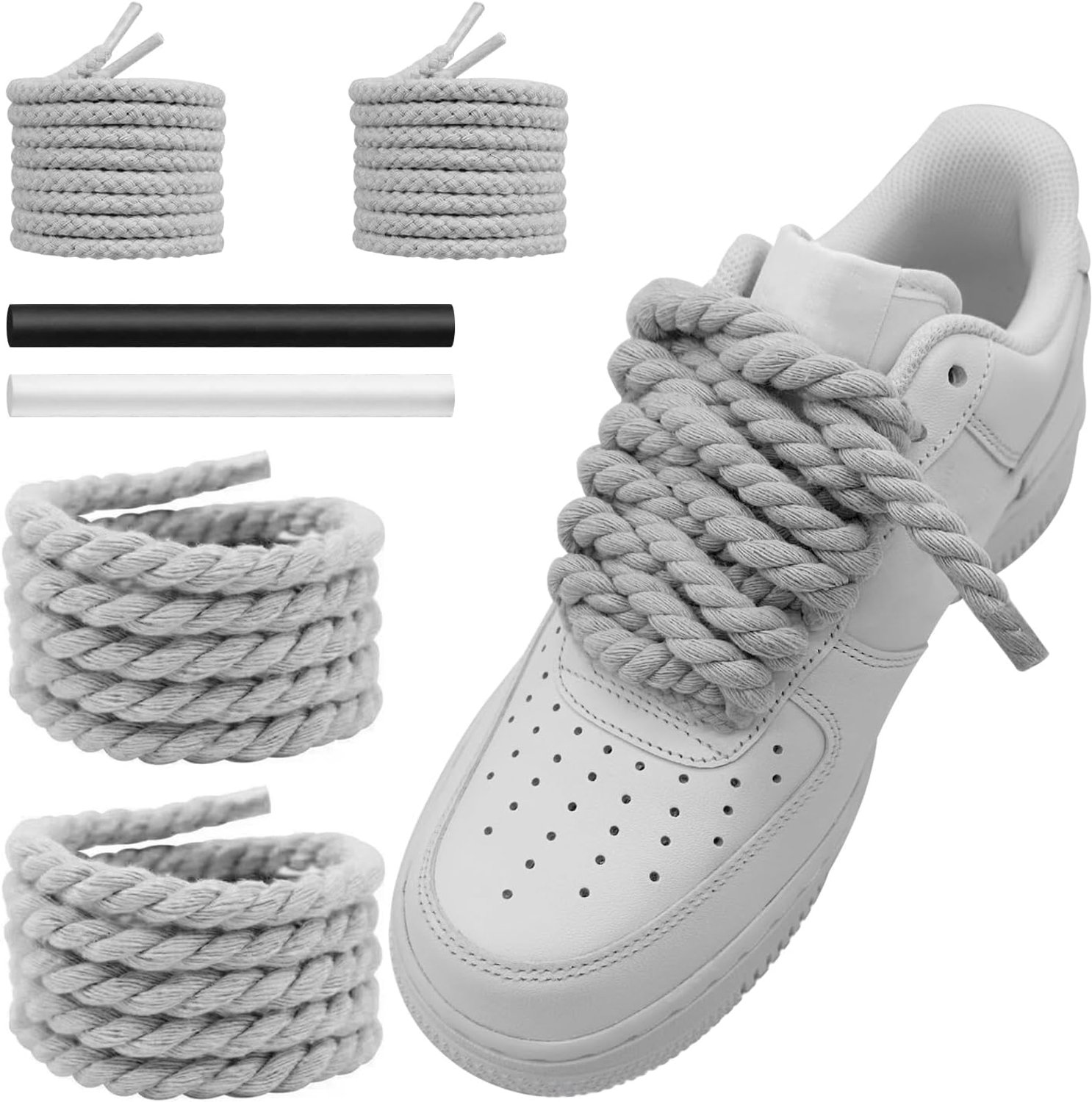 Dikke Touw Schoenveters Snaren voor Air Force 1, 10 mm Ronde Katoenen Grove Schoenveters Vervanging Veters voor Sneakers