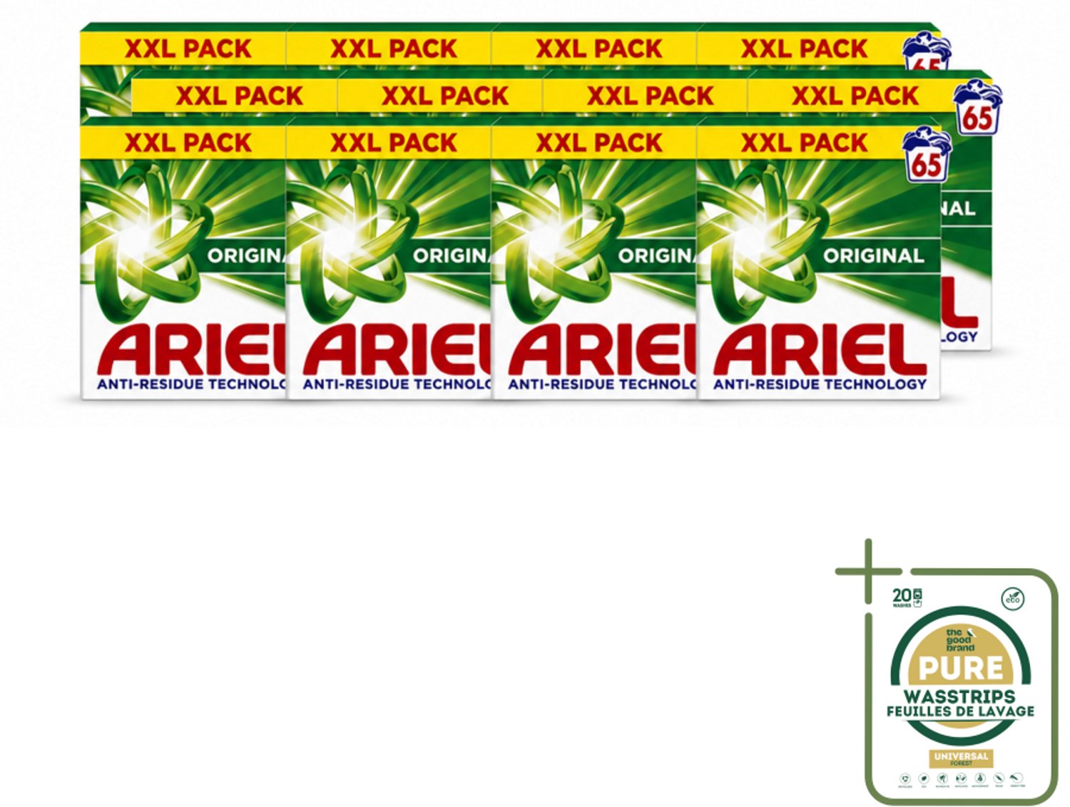 12 x Ariel – Original – Snel Oplosbaar Waspoeder – 3,58 kg - Wasstrips - Snel Oplosbaar Waspoeder - Koud Water Was - Anti-residu Technologie - Vlekverwijdering - Frisse Geur