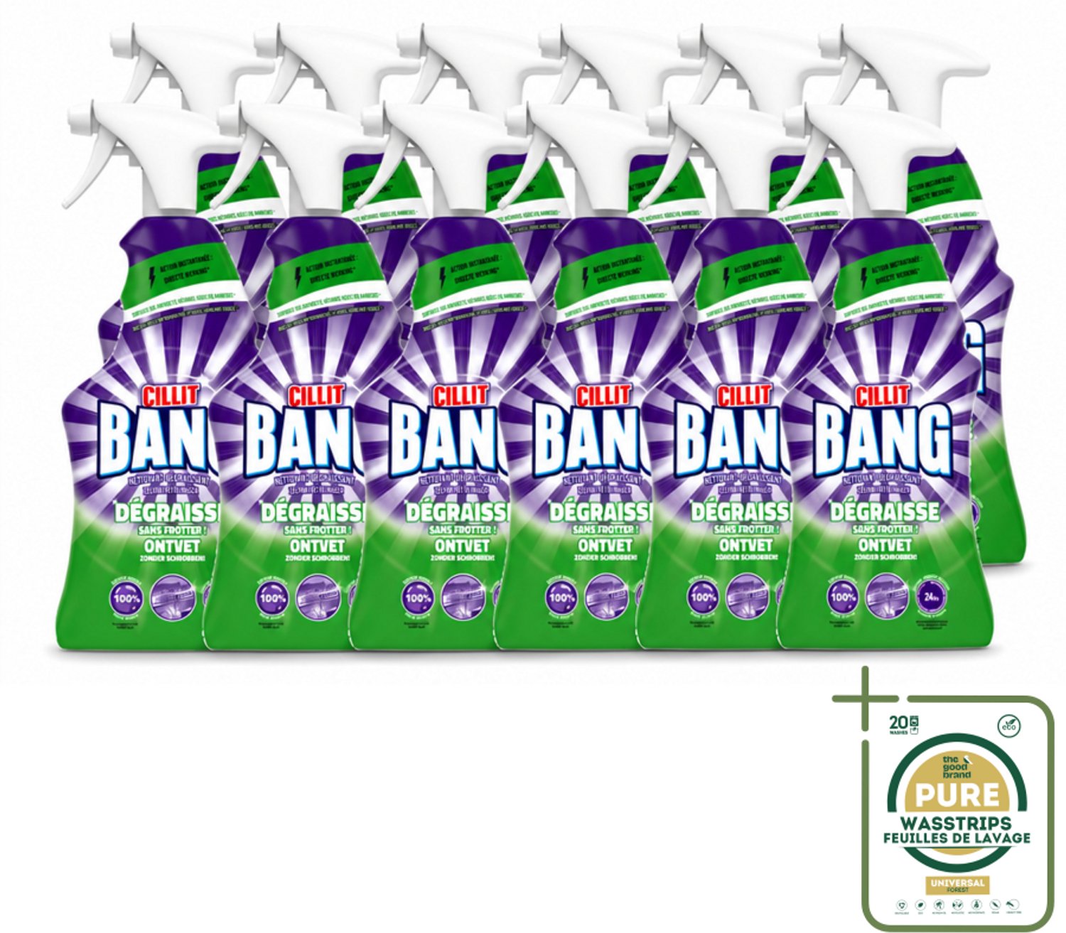 12 x Cillit Bang – Schoonmaakspray – Universal Ontvetter – 750 ml - Wasstrips - Schoonmaak Spray - Reinigingsspray - Ontvetter - Kalkverwijderaar - Reinigingsproduct