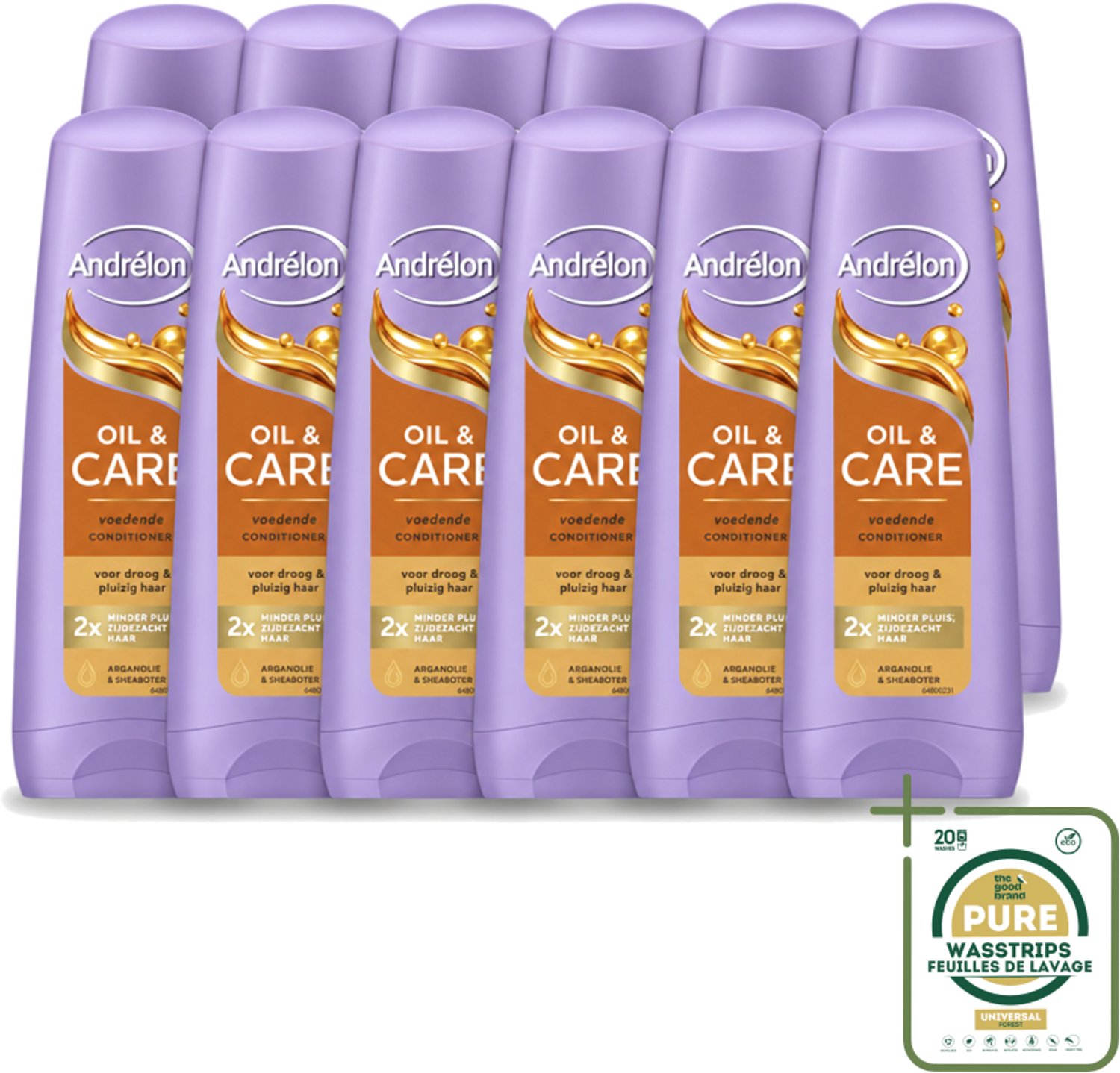 12 x Andrélon – Conditioner – Oil & Care – 200 ml - Wasstrips - Droog Haar - Pluis - Haar Verzorging - Haar Voeding - Haar Conditioner