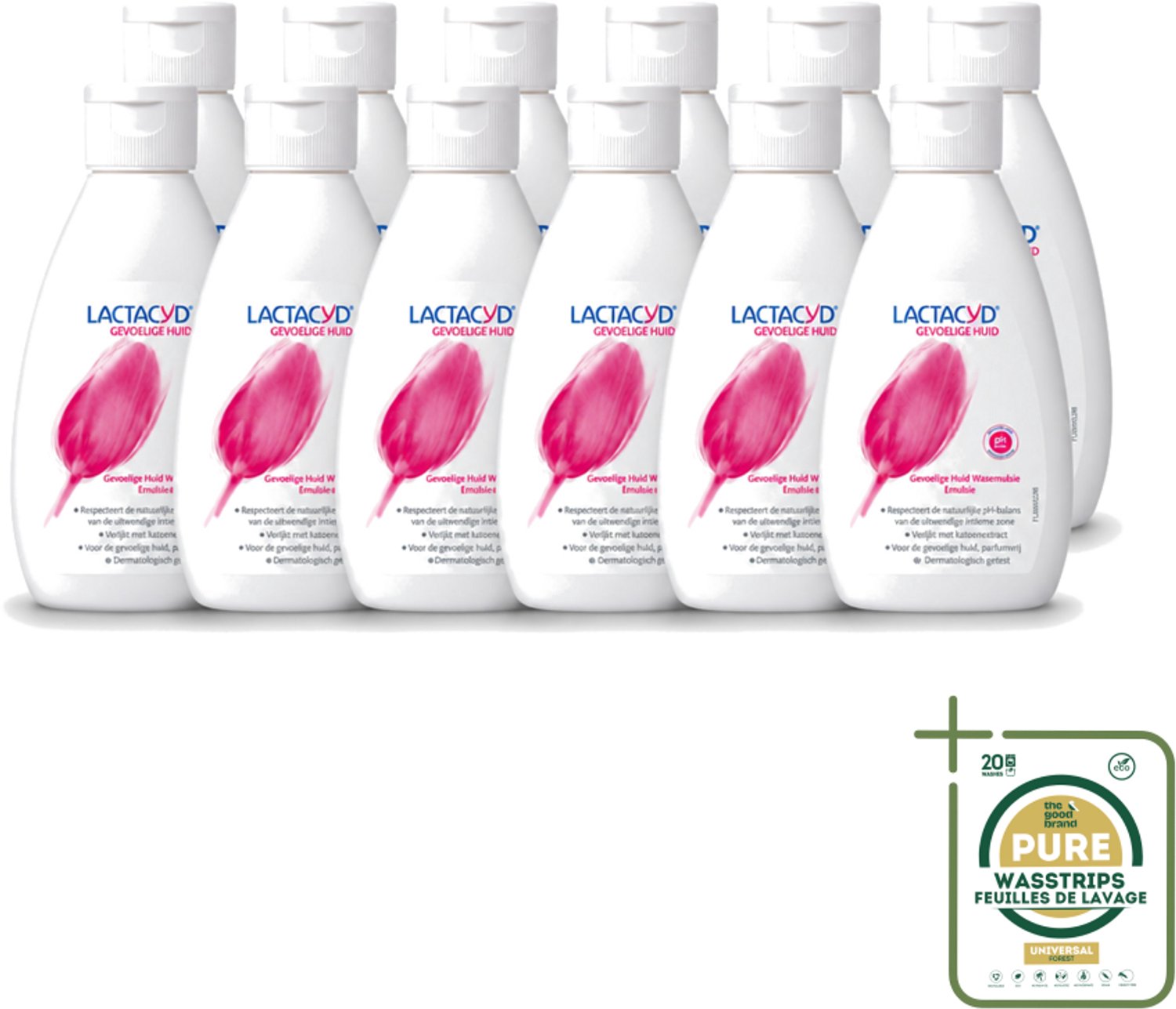 12 x Lactacyd – Sensitive – Extra Mild – 200 ml - Gevoelige Huid - Wasemulsie - Intieme Verzorging - Melkzuur - Katoenextract