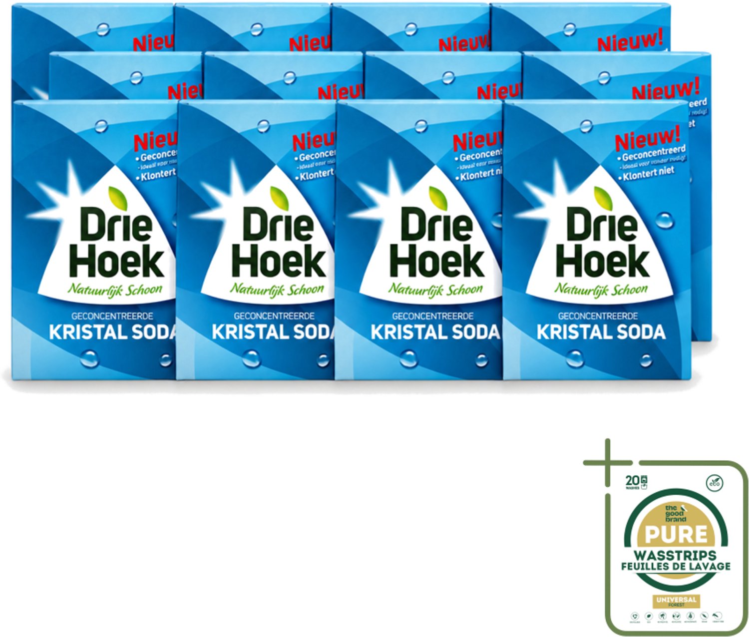 12 x Driehoek – Kristal Soda – 600 gr - Wasstrips - Schoonmaakmiddel - Kristal Soda - Vuil Verwijderen - Hardnekkig Vuil - Geuren Verwijderen