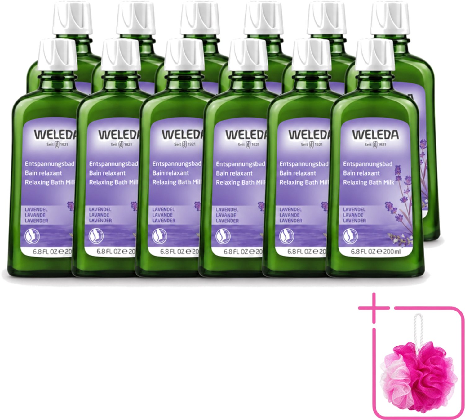 12 x WELEDA - Ontspanningsbadmelk - Lavendel - 200 ml - Bulkverpakking - Ontspanning - Douchemop - Badmelk